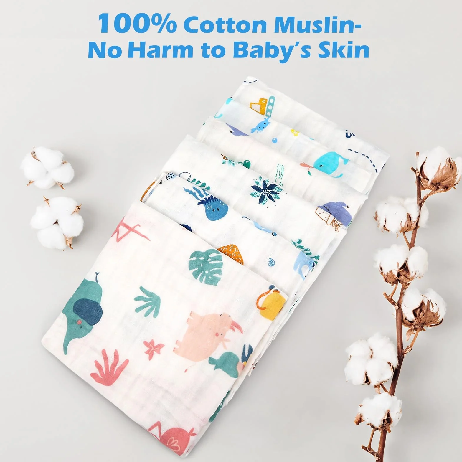 Maliton Baby Muslins Cotton 6 Sztuk 70x70 cm Pieluchy Muslinowe 6 Warstw dla Niemowląt