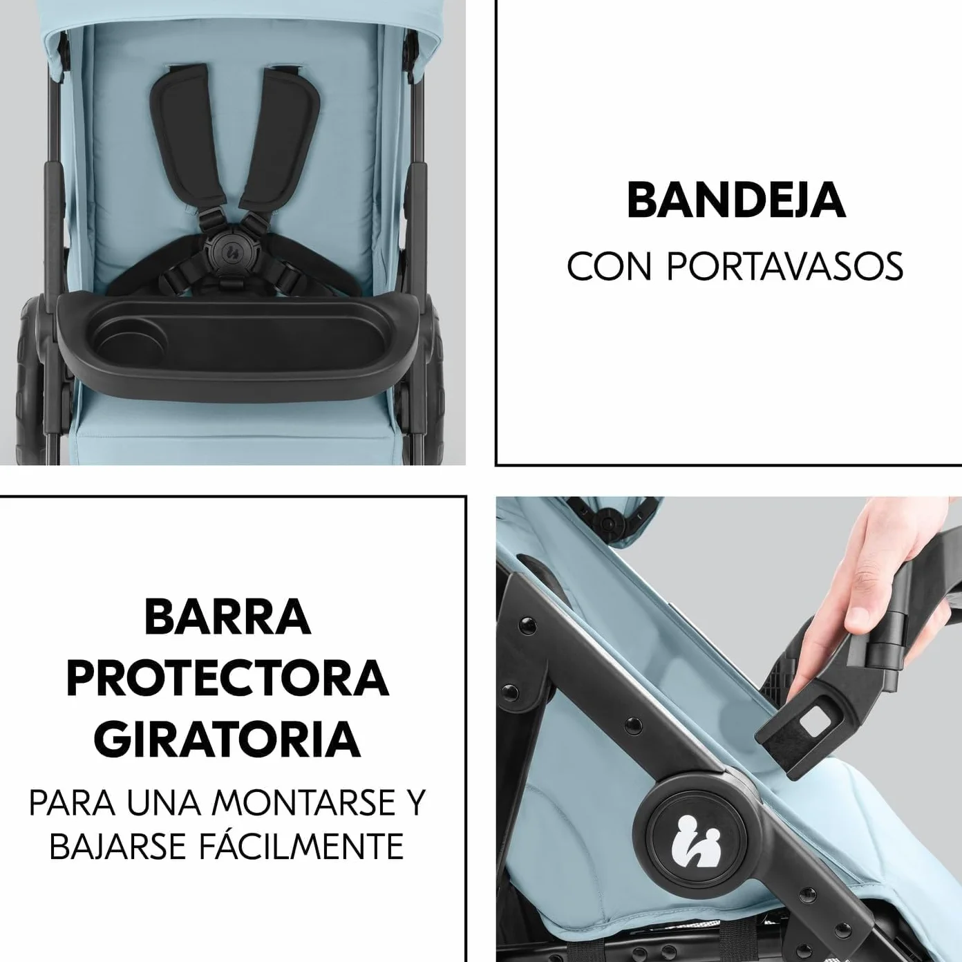 hauck Wózek dziecięcy Compacte Shop N Care – do 22 kg, nachylenie, składany z uchwytem na kubek, osłona przeciwdeszczowa, osłona przeciwsłoneczna (UPF 50+) i koszykiem wyścigowym XL - Dusty Blue