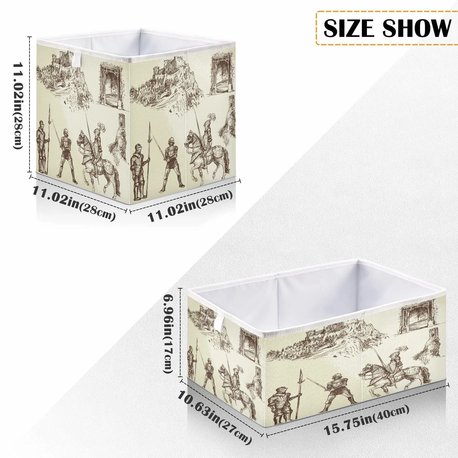 Średniowiecze rycerze kosz do przechowywania kosz na zabawki pudełko do przechowywania tkanina półka kosz przedszkole sypialnia dziecięca dekoracja domu 40 x 27 x 4 cm