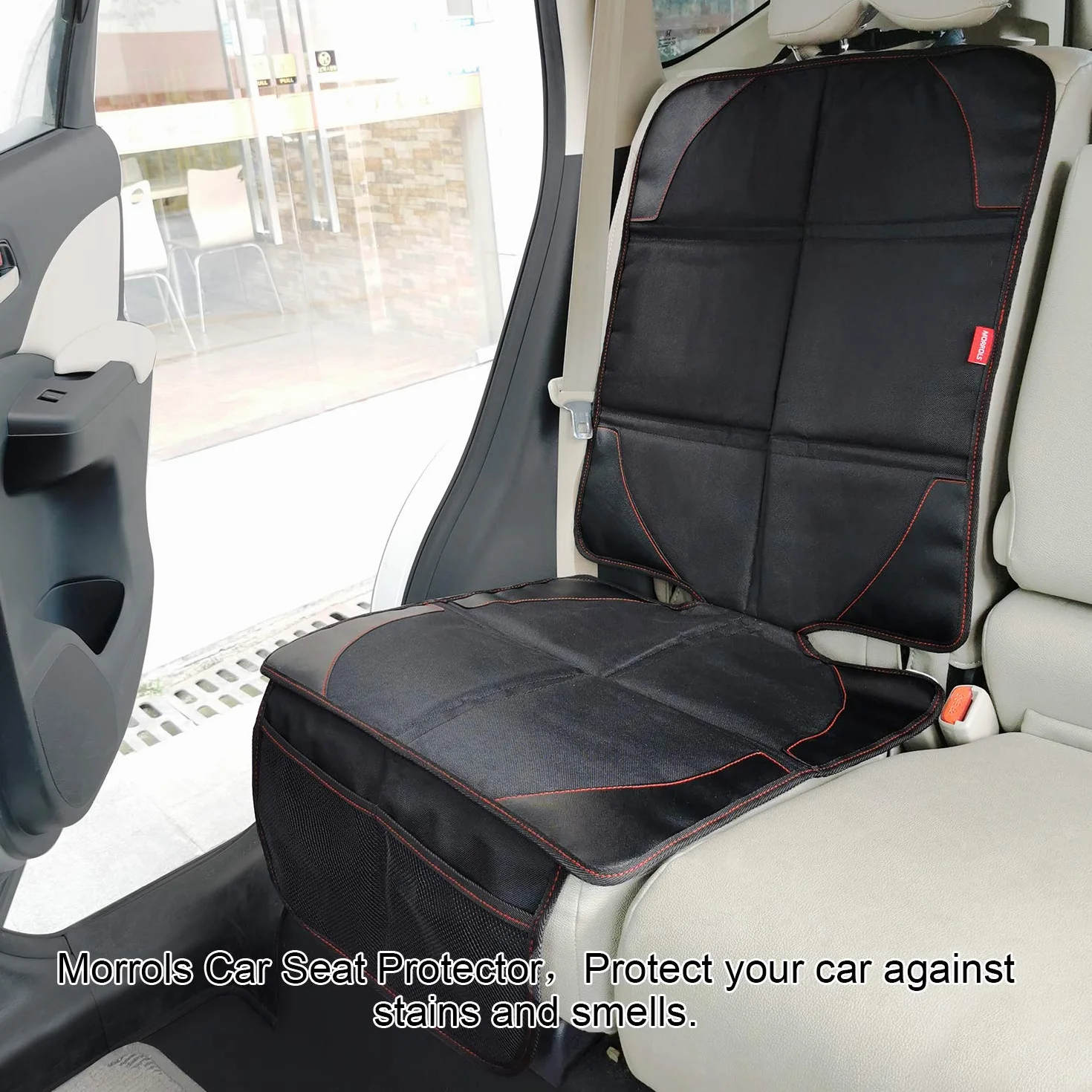 MORROLS Ochraniacz na fotel samochodowy uniwersalny z kieszeniami kompatybilny ISOFIX