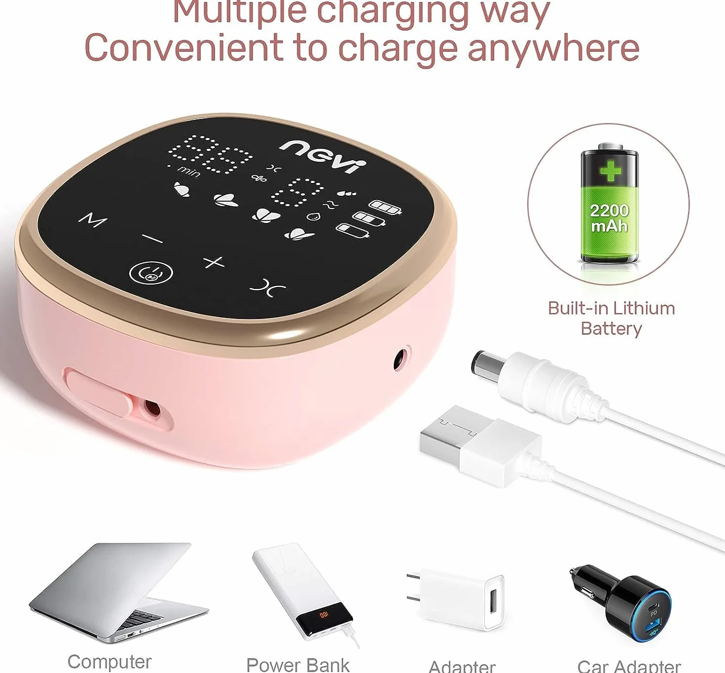 NCVI podwójne elektryczne laktatory, przenośna laktatorka do karmienia piersią, 4 kołnierze, LED z ekranem dotykowym, 4 tryby, 9 poziomów, BPA free