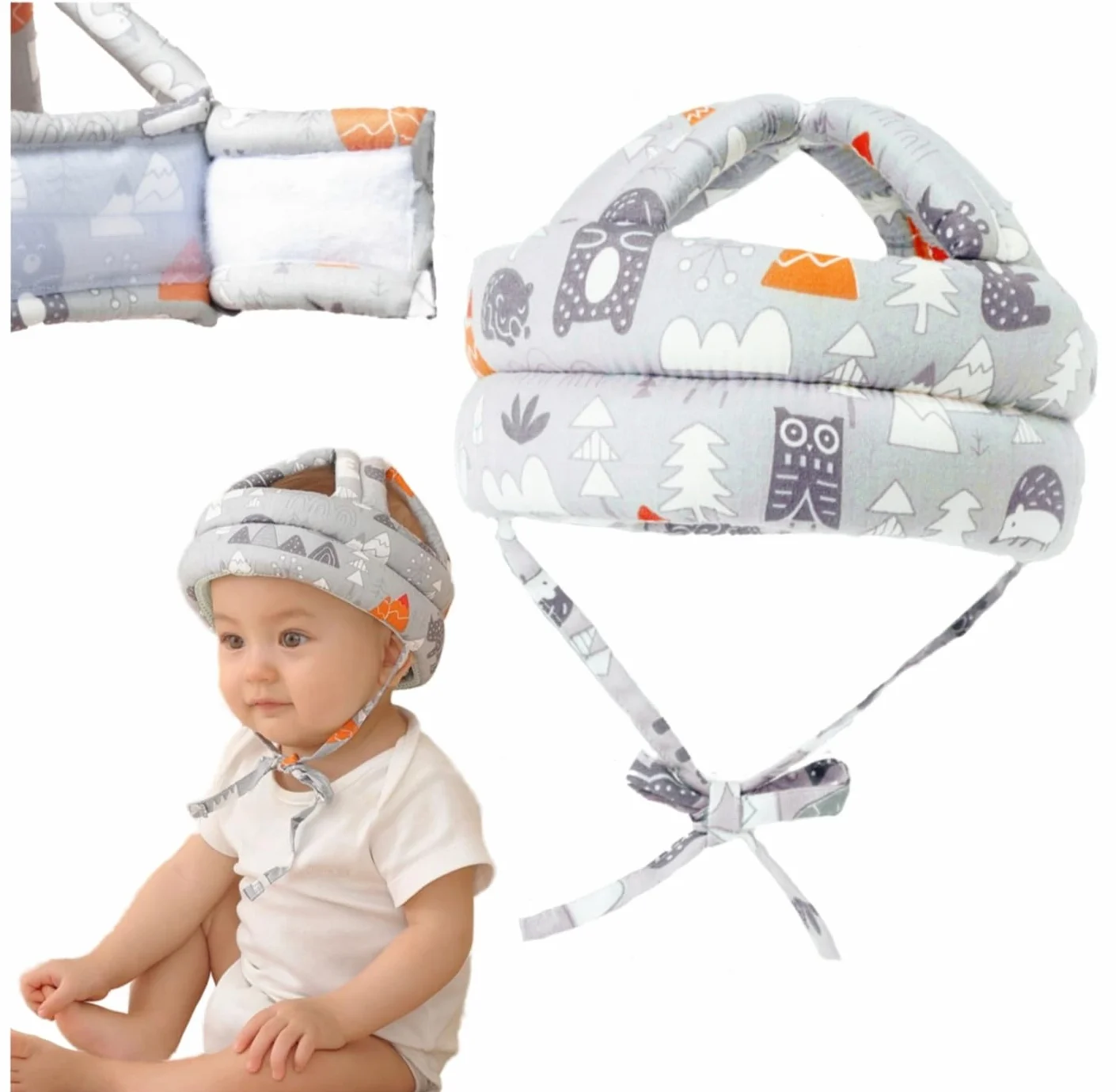 Kask ochronny dla dzieci regulowany antywstrząsowy miękki hełm 6–36m