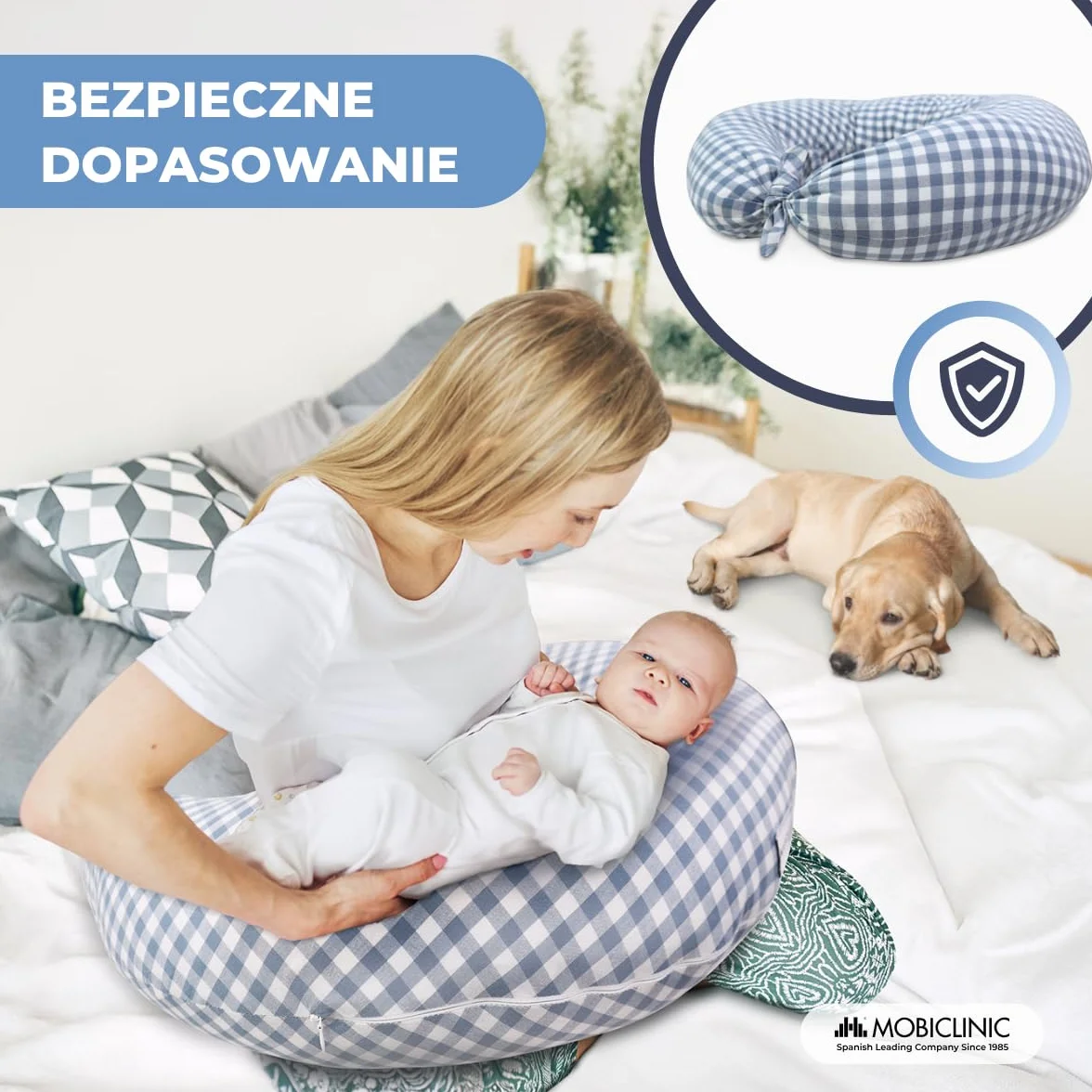 Mobiclinic Poduszka do Karmienia Piersią XXL 3 w 1 150 cm Bawełna Regulowane Paski Wielofunkcyjna