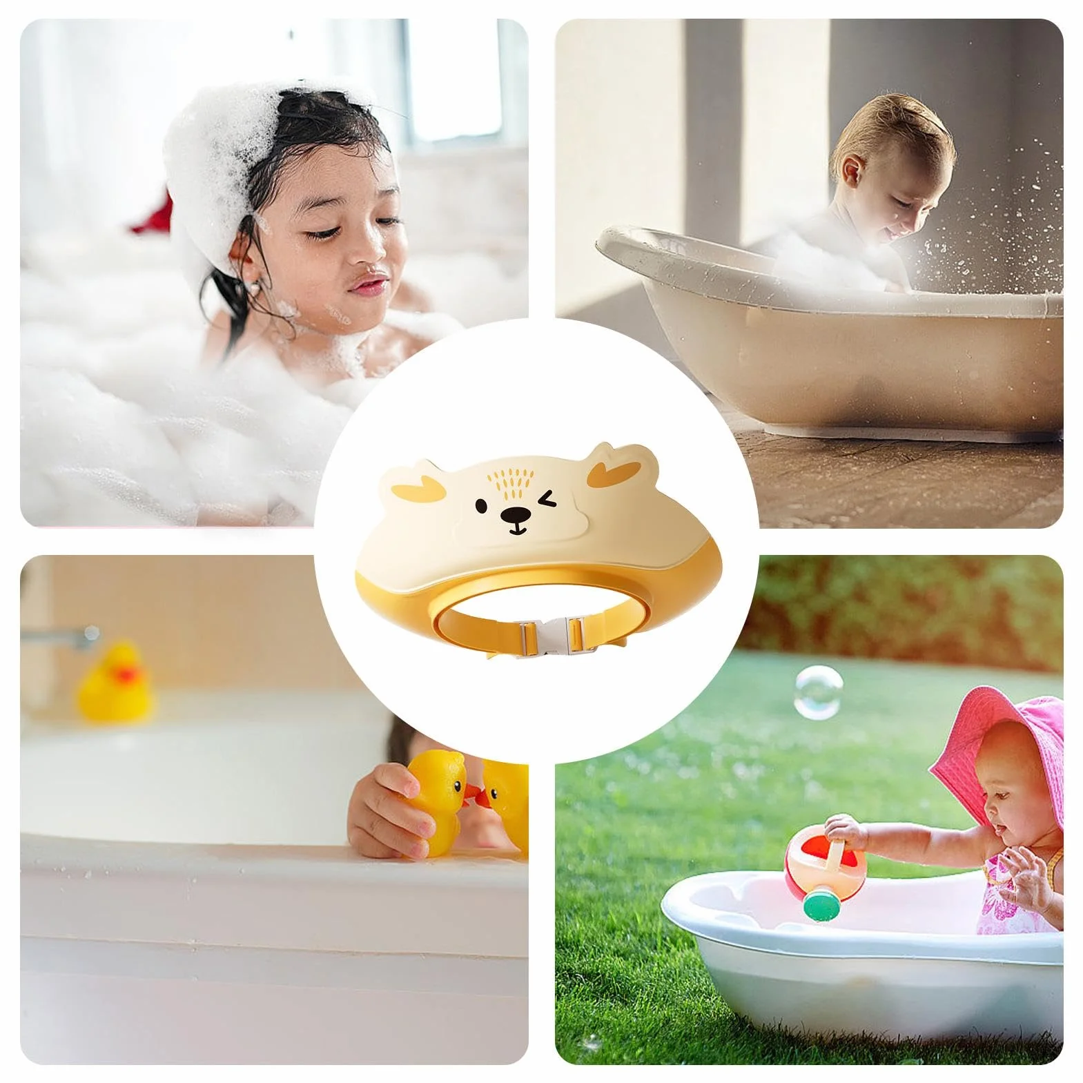 Baby Shower Shampoo Hat, Adjustable Bath Visor for Children 23x23x8.5cm, Ear Protection Shampooing Hat, Hair Washing Protection for Boys and Girls, Safe Bathing Supplies
