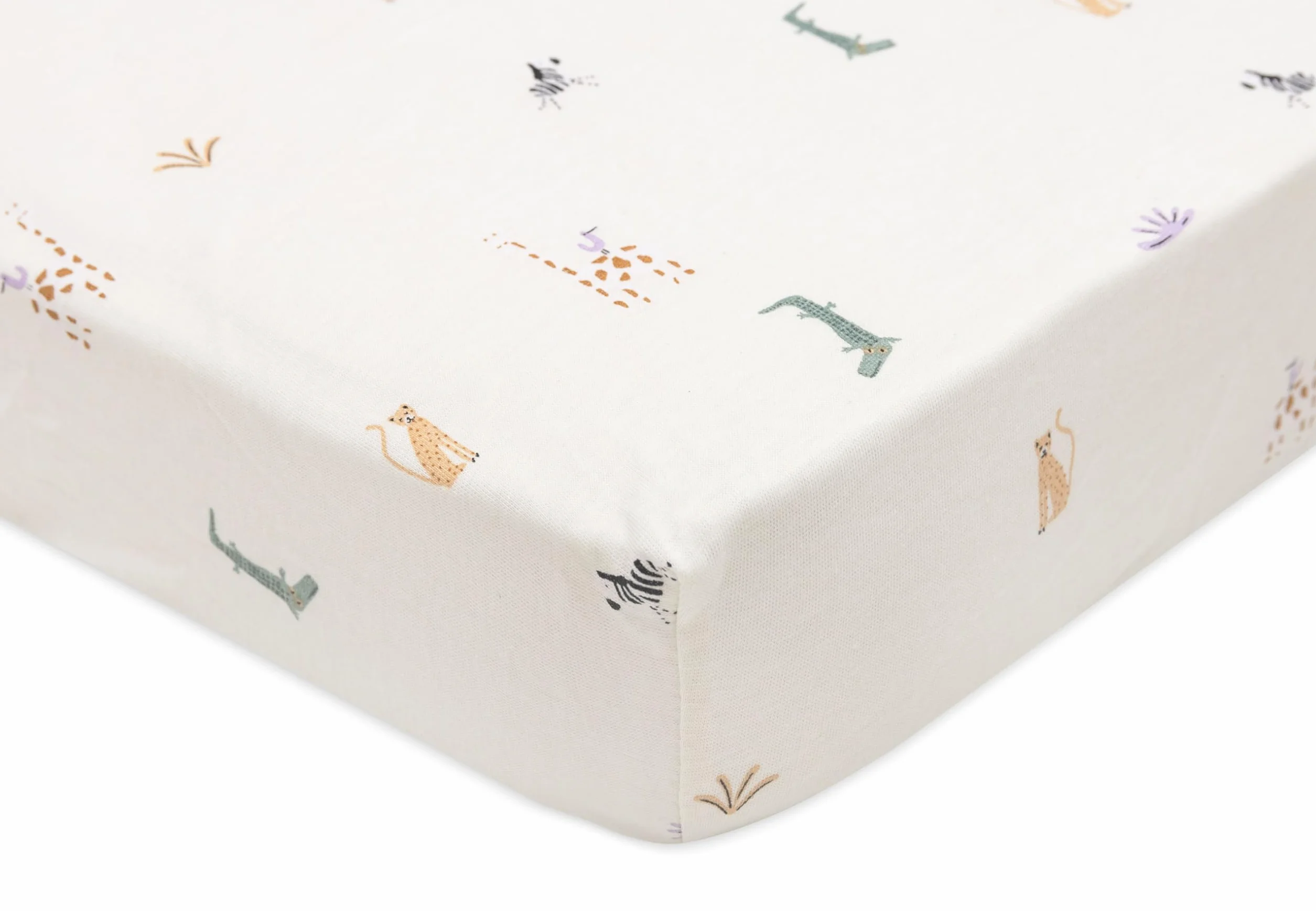 Jollein Prześcieradło dżersejowe z gumką – do łóżeczka dziecięcego – Jungle Jambo – 60 x 120 cm – 100% bawełna – prześcieradło z gumką – certyfikat Oeko-TEX