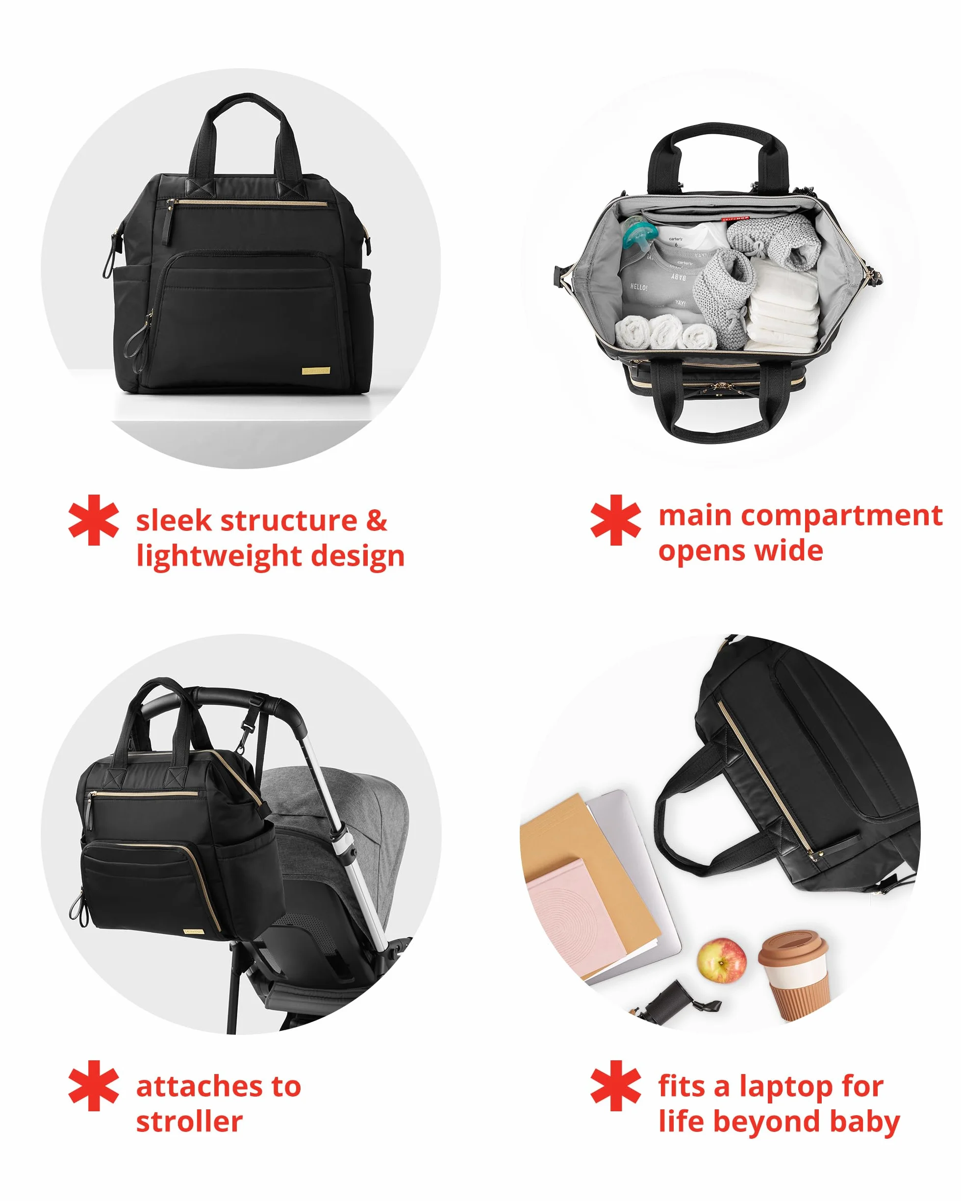 Skip Hop 200150 Main Frame Wide Open Backpack, Black