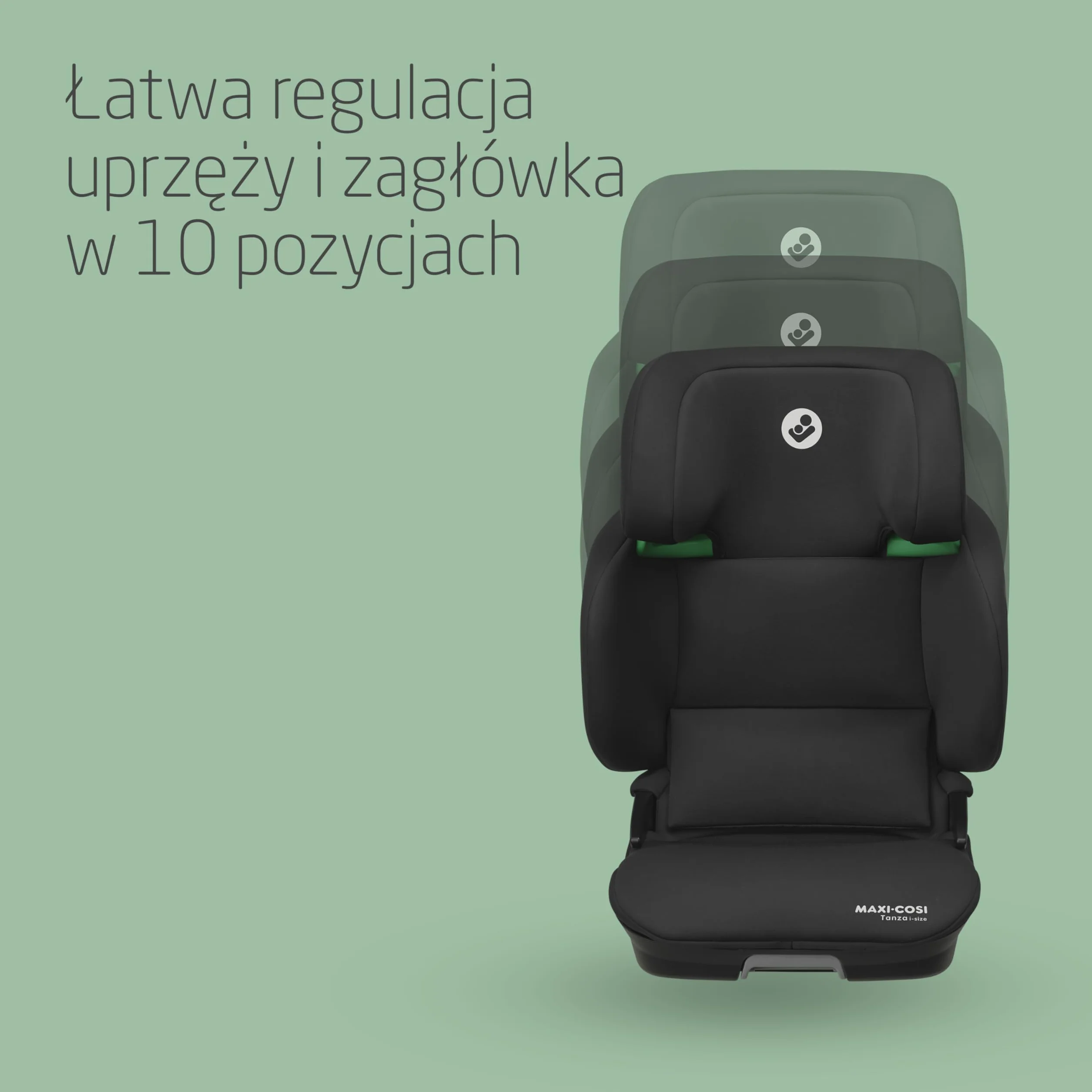 Maxi-Cosi Tanza i-Size, Fotelik booster z wysokim oparciem, 3,5–12 lat, 100–150 cm, Składany fotelik, 10 ustawień zagłówka, System ochrony bocznej G-CELL, Fotelik samochodowy isofix, Full Black