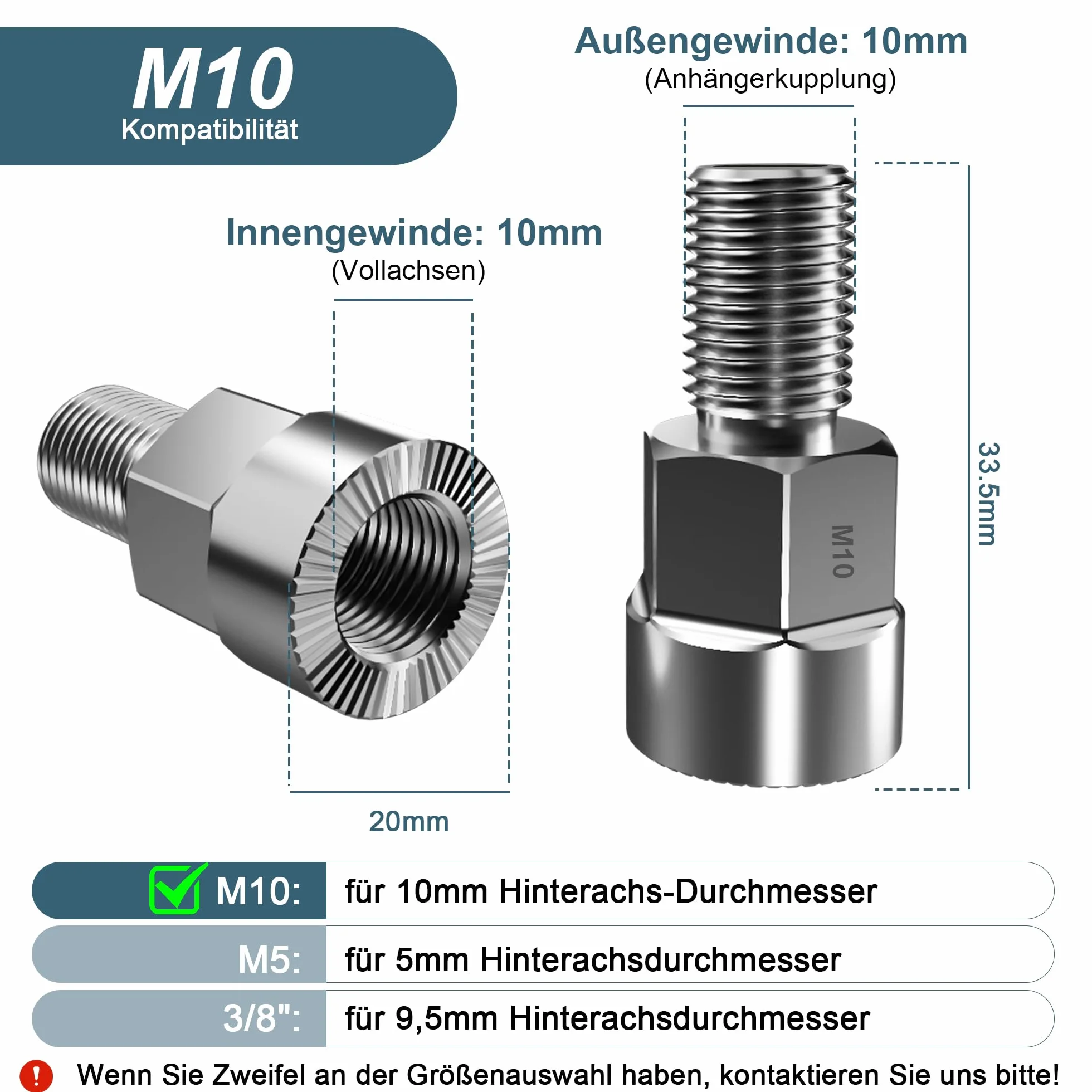 Uniwersalny adapter osi rowerowej EMTB do przyczepy