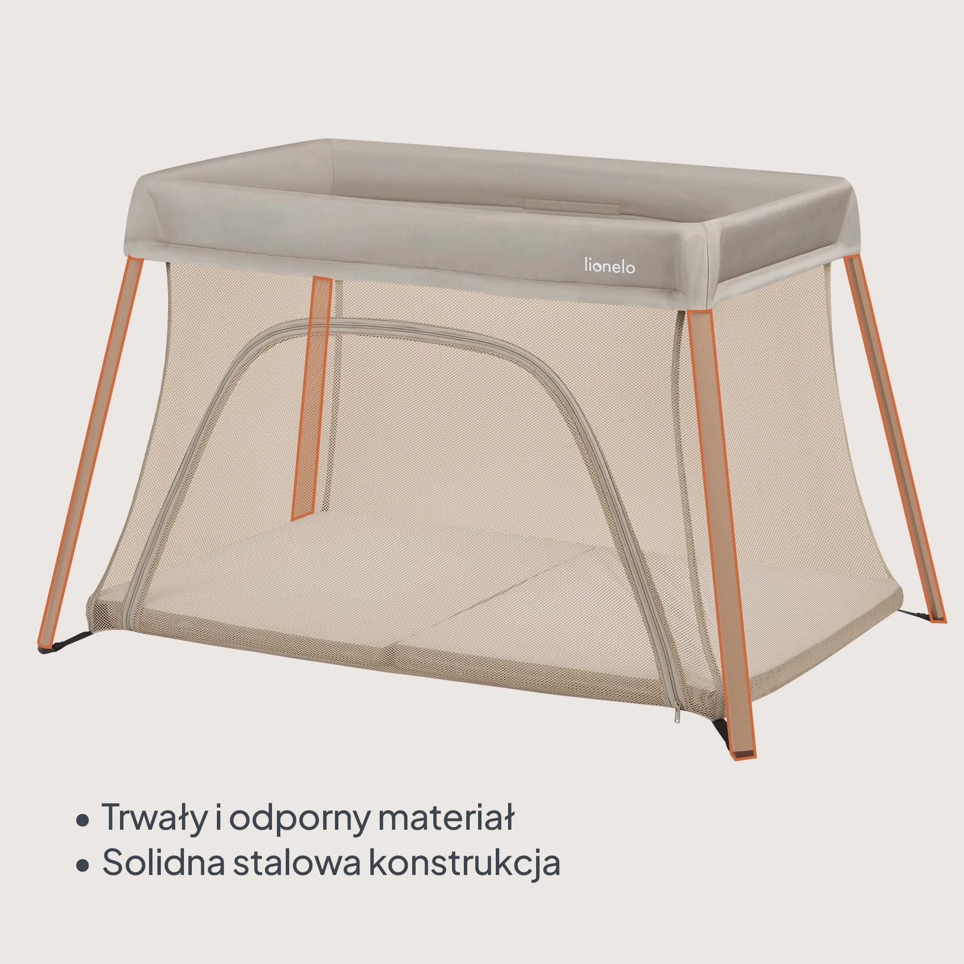 Lionelo Łóżko podróżne 3 w 1 Alicja 0-15 kg materac piankowy składane beżowy
