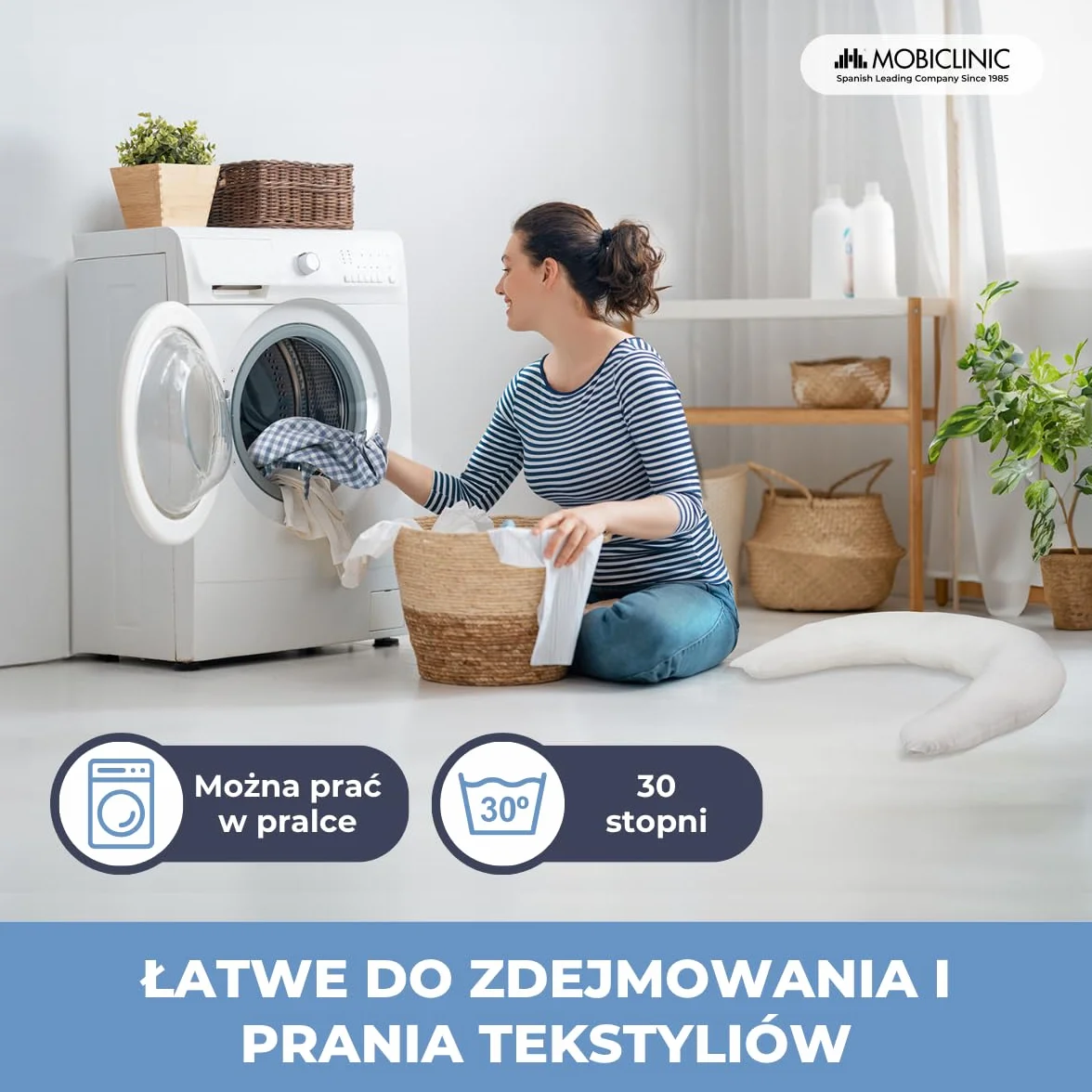 Mobiclinic Poduszka do Karmienia Piersią XXL 3 w 1 150 cm Bawełna Regulowane Paski Wielofunkcyjna