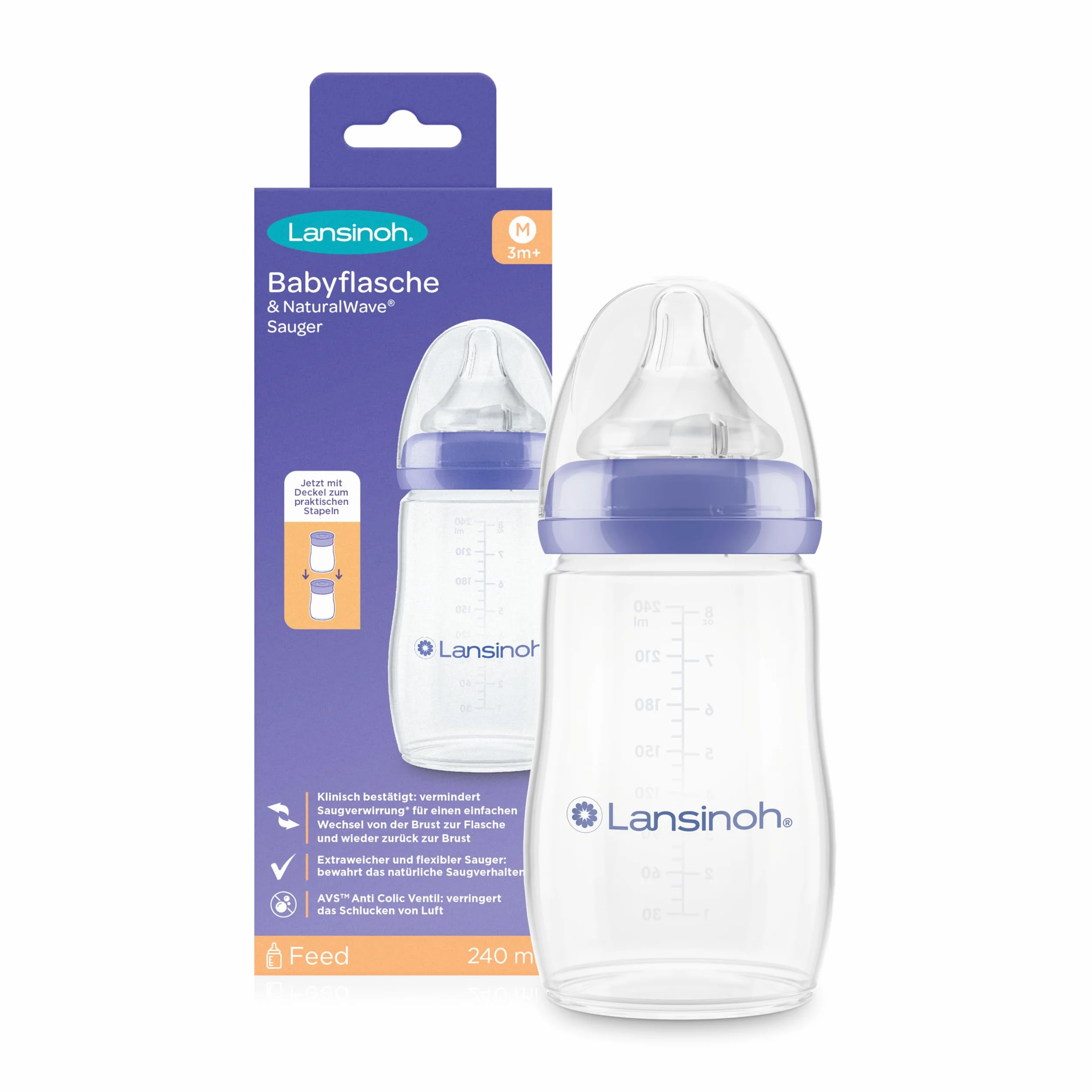 Lansinoh Babyflasche 240 ml NaturalWave Sauger Gr.M