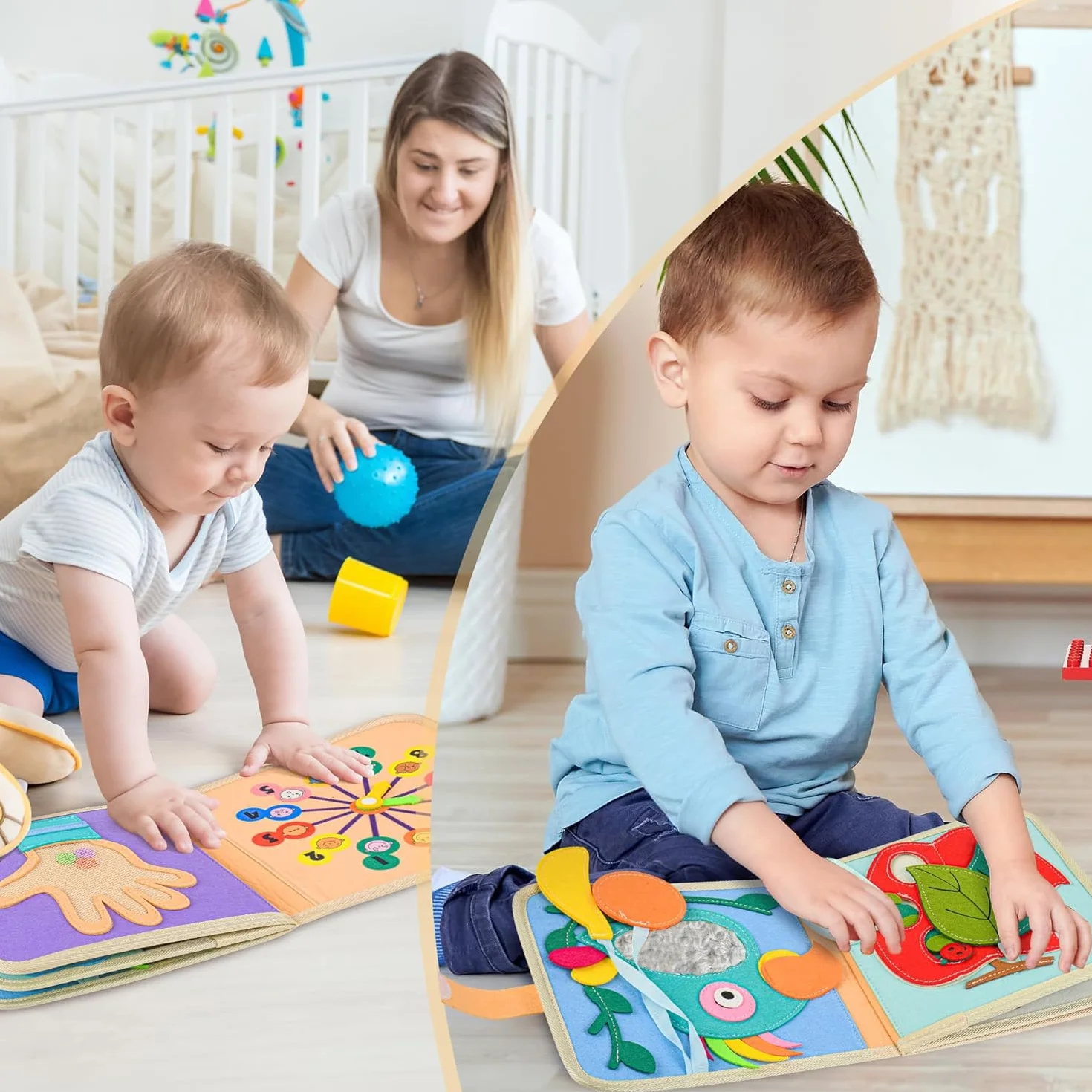 Książka materiałowa Montessori dla niemowląt od 1 roku, filcowa 3D, zabawka edukacyjna wczesna nauka