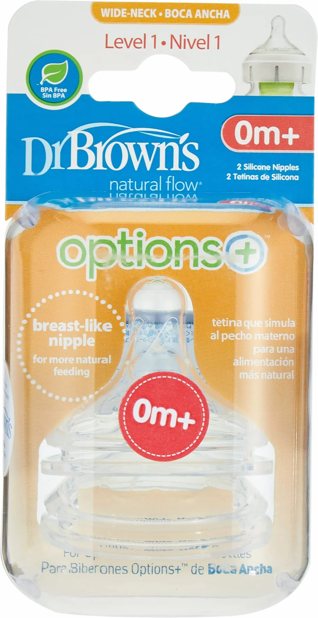 Dr. Brown's Dr Browns Dr Browns Level 1 Szeroki silikonowy smoczek Szyja, 1 sztuka