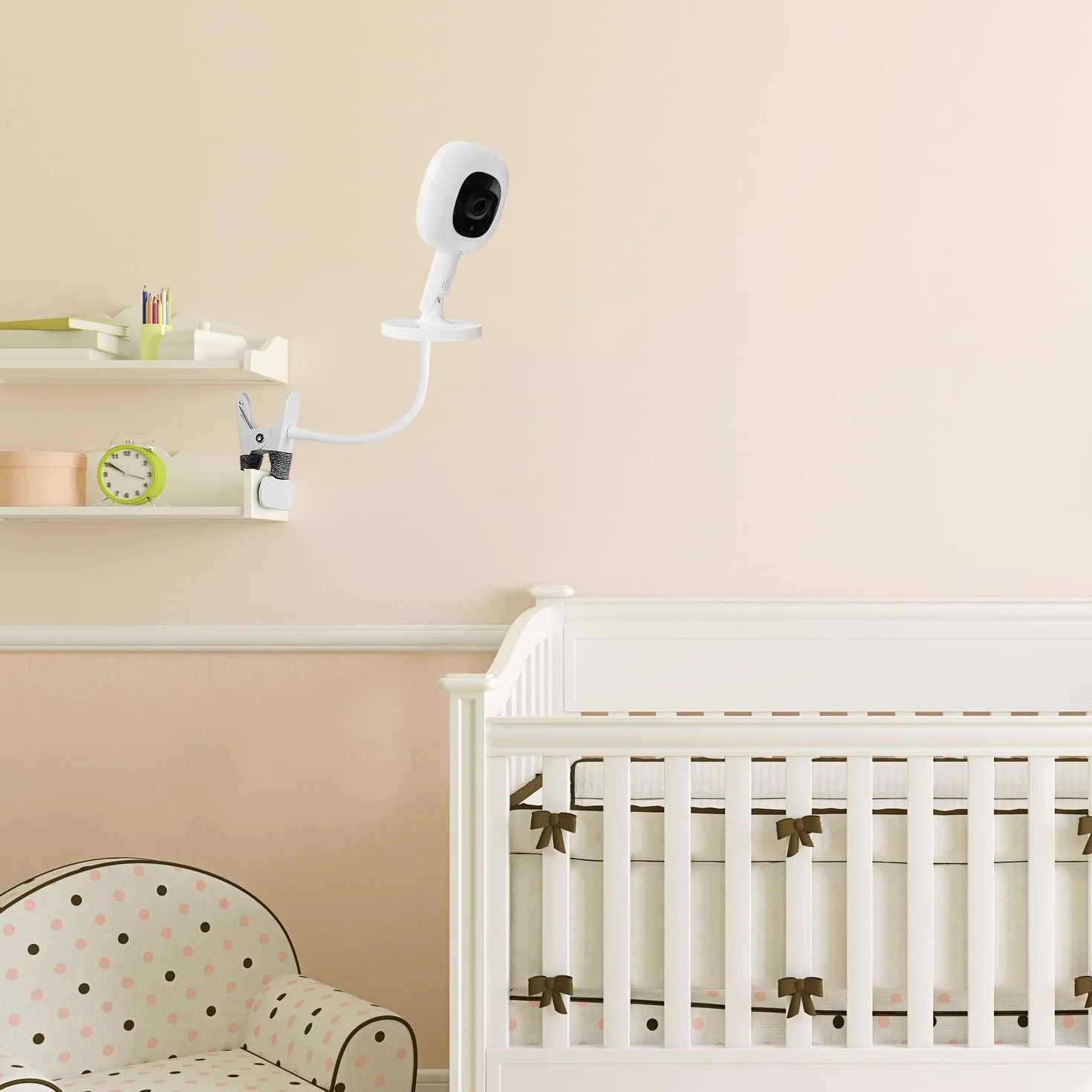 iTODOS Uchwyt do monitorowania dziecka, kompatybilny z Nanit Pro Smart Baby Monitor i Flex Stand Baby Monitor, 20.3 cm elastyczny uchwyt na ramię, przymocuj kamerę dla dziecka, gdziekolwiek chcesz, 1
