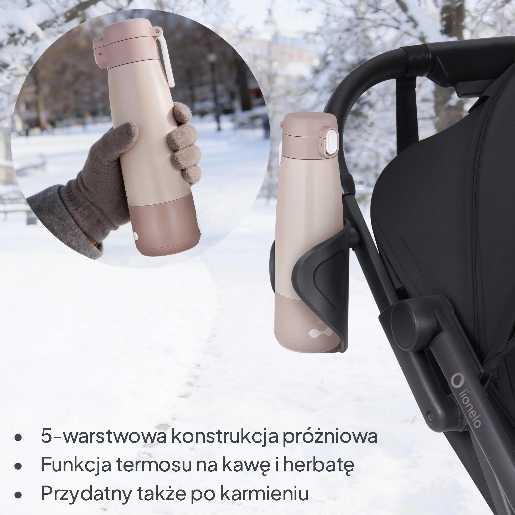 Lionelo Thermup przenośny podgrzewacz do butelek bezprzewodowy stal nierdzewna 37-55°C