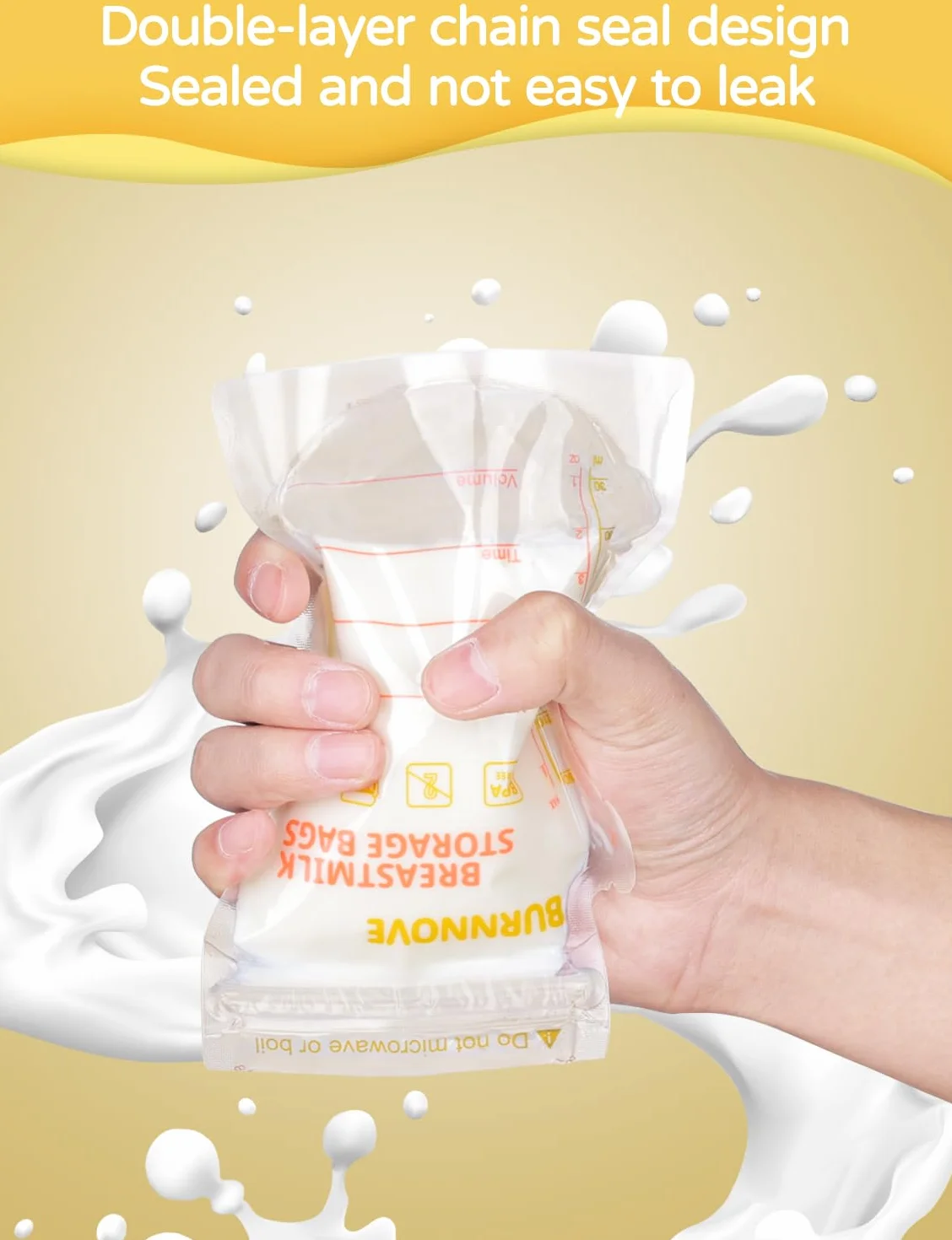 BURNNOVE Torebki do Przechowywania Mleka Matki 130 torebek 250 ml Bez BPA Podwójny zamek Błyskawiczny Szczelne Zagęszczone i Bezwonne Wstępnie Sterylizowane Można Zamrażać