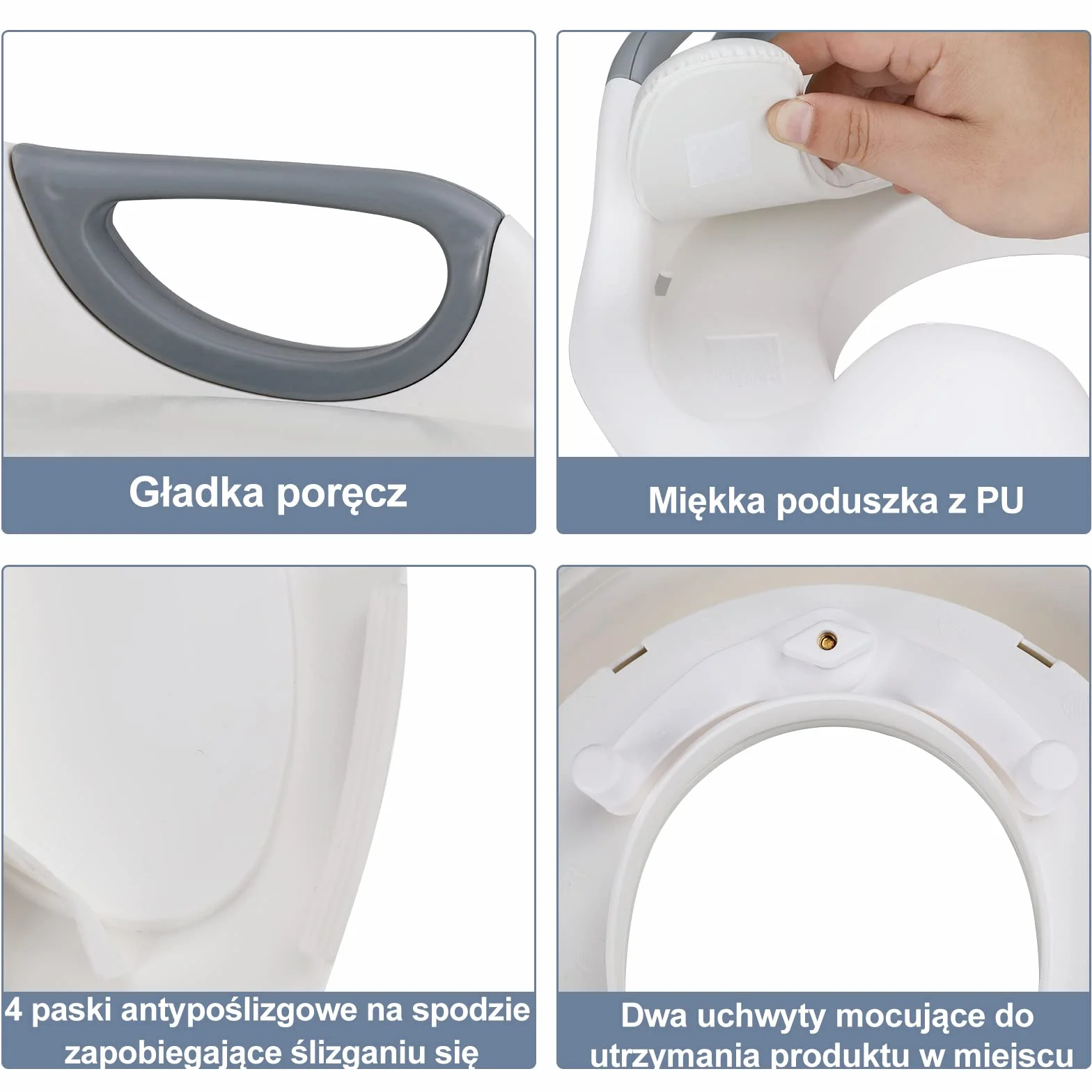 DEANIC Deska sedesowa dla dzieci z podnóżkiem do kroczenia dla dzieci, nocnik z taboretem dla dzieci od 1-7 lat, nocnik, toaleta dziecięca, antypoślizgowa tapicerka, nakładka klozetowa (szara)