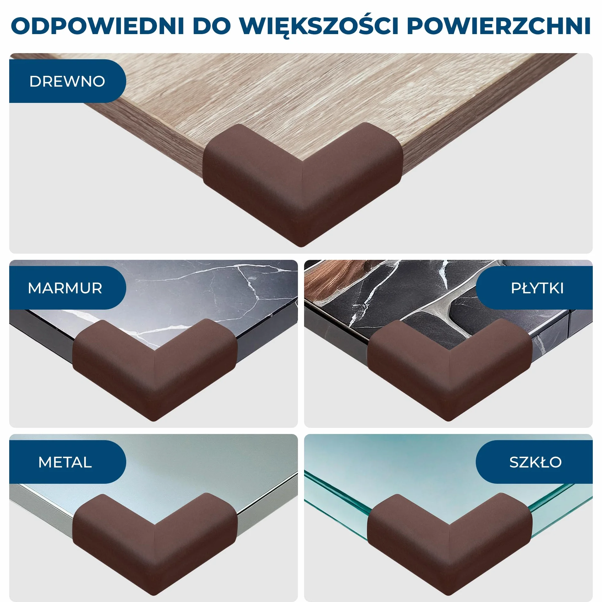 Hoffenbach Ochrona Narożników dla Dzieci – Samoprzylepna Ochrona Krawędzi Stołu i Mebli, Miękkie Narożniki Bezpieczeństwa, Brązowy