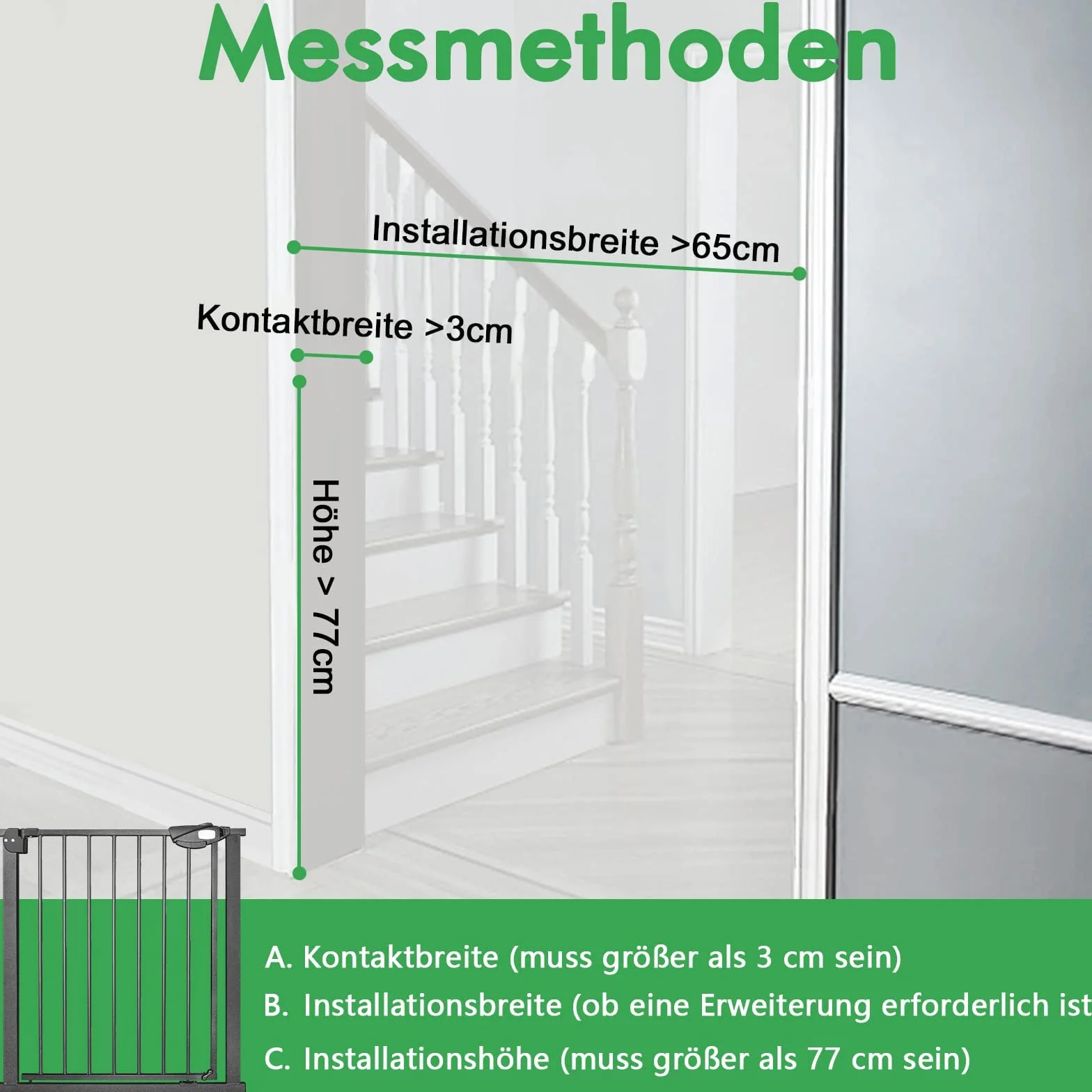 UISEBRT Kratka ochronna do drzwi bez wiercenia, kratka ochronna na schody dla dzieci, szerokość 85–95 cm, z automatycznym zamykaniem dla niemowląt, kratka ochronna z metalu, czarna