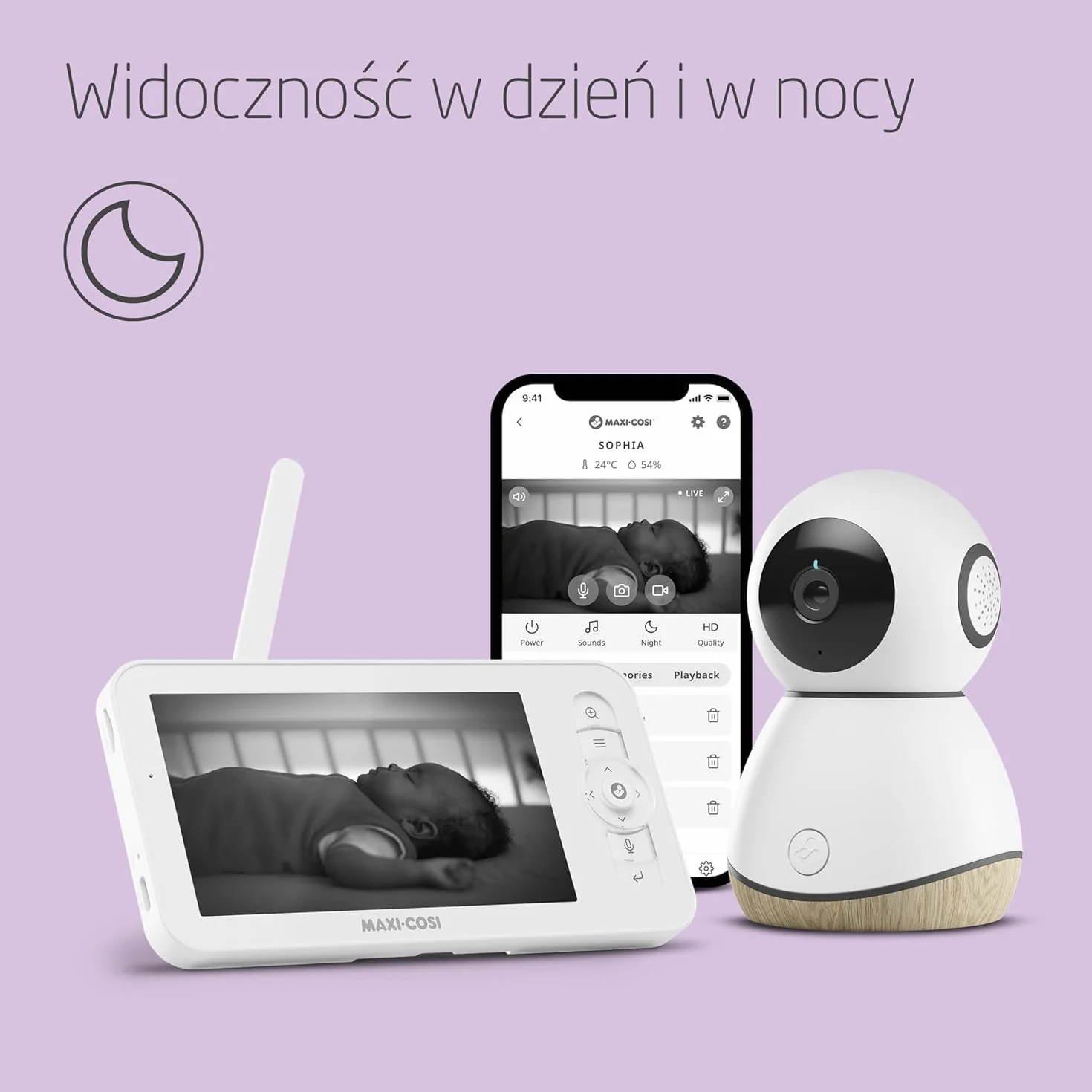 Maxi-Cosi See Pro Kamerka 2K UHD z aplikacją, tłumacz płaczu, autowykrywanie ruchu, ekran 5"