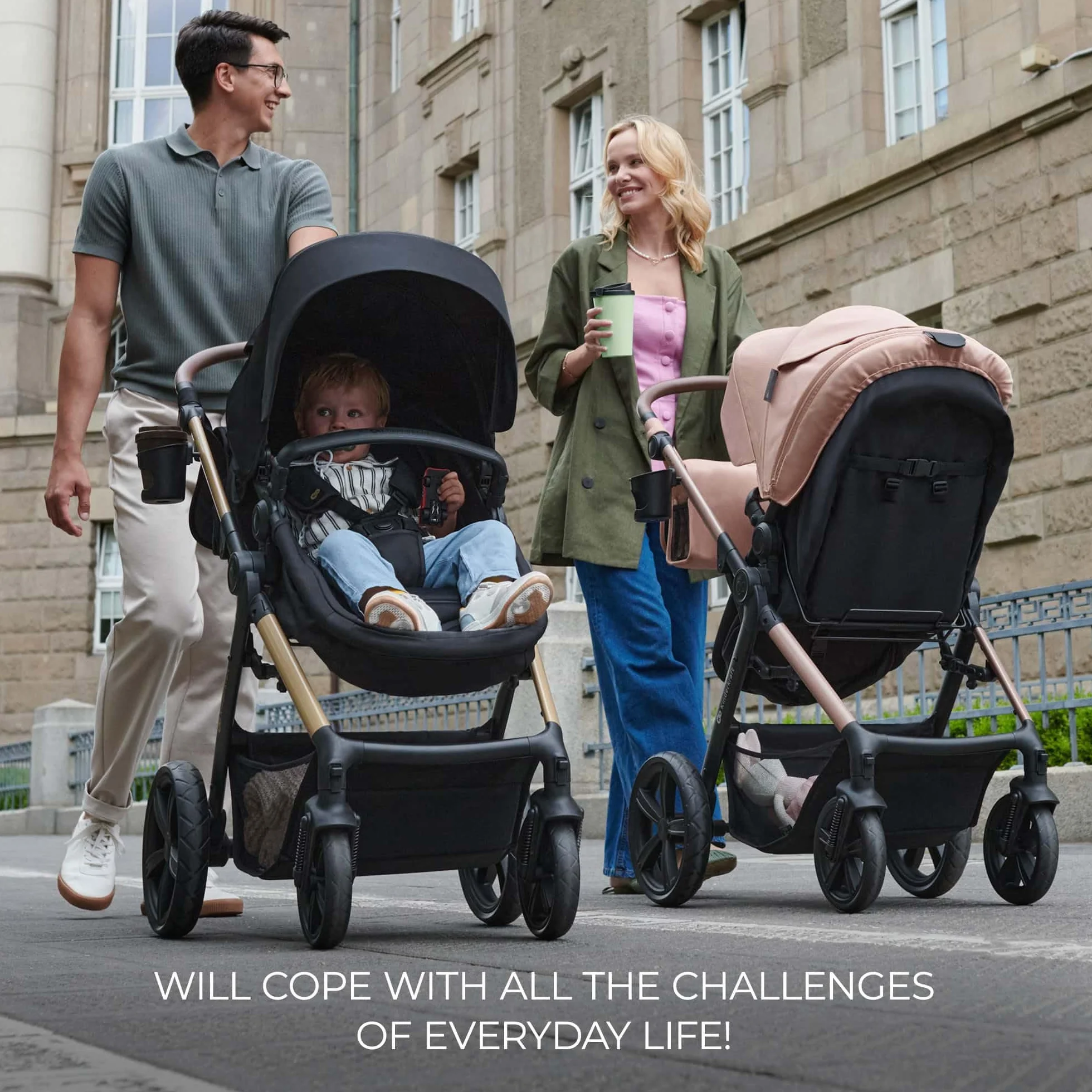 Kinderkraft MOOV 2 AIR 3 w 1 fotelik samochodowy Mink PRO I-Size system podróżny wózek dziecięcy krzesełko spacerowe składane od urodzenia do 3 lat Szary