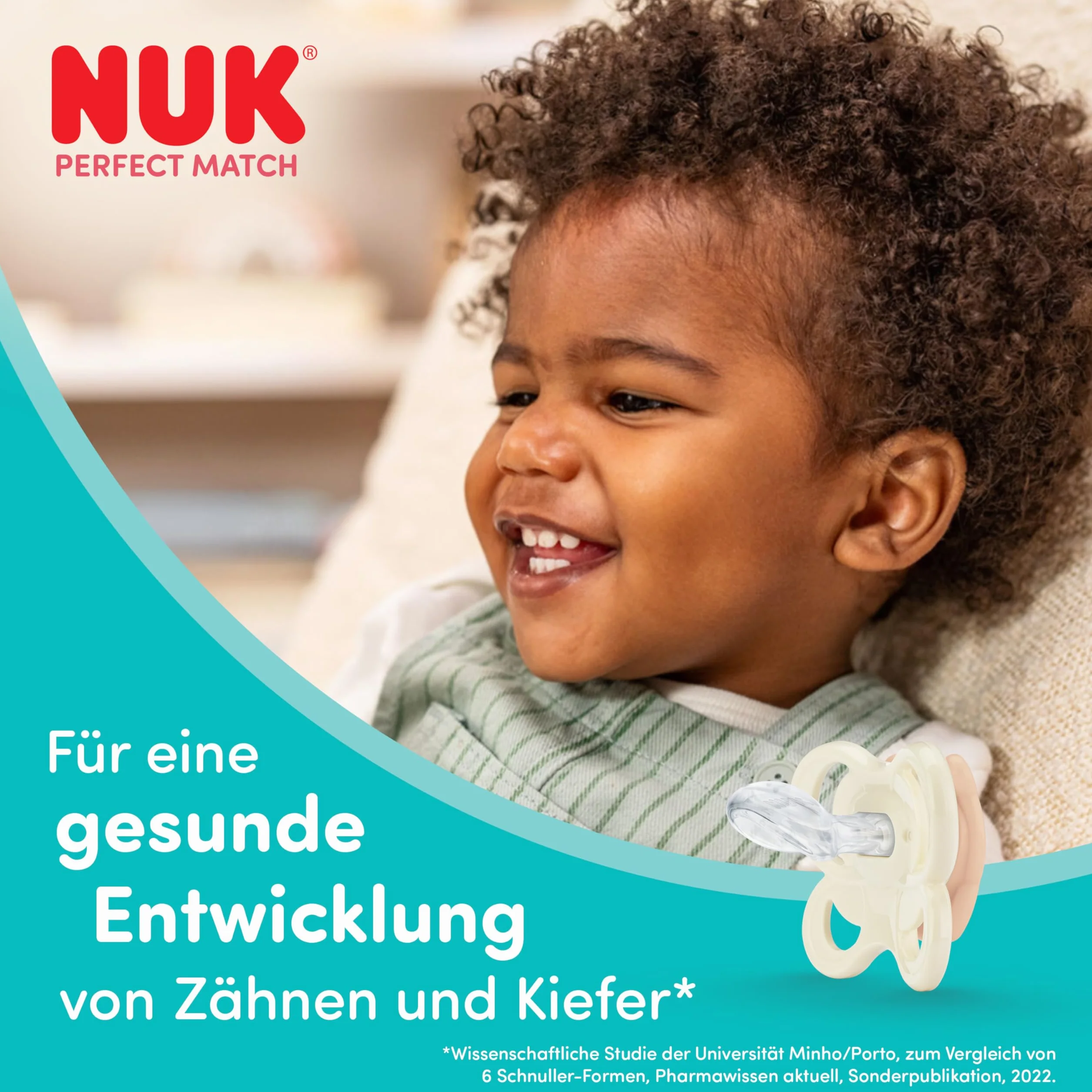NUK Perfect Match Air Smoczki dla niemowlątwląt | 0-6 m | Ortodontyczne smoczki wspomagające przepływ powietrza i zapobiegające odparzeniom | 95% akceptacji przez niemowlęta** | Miś i Lis | 2 sztuki