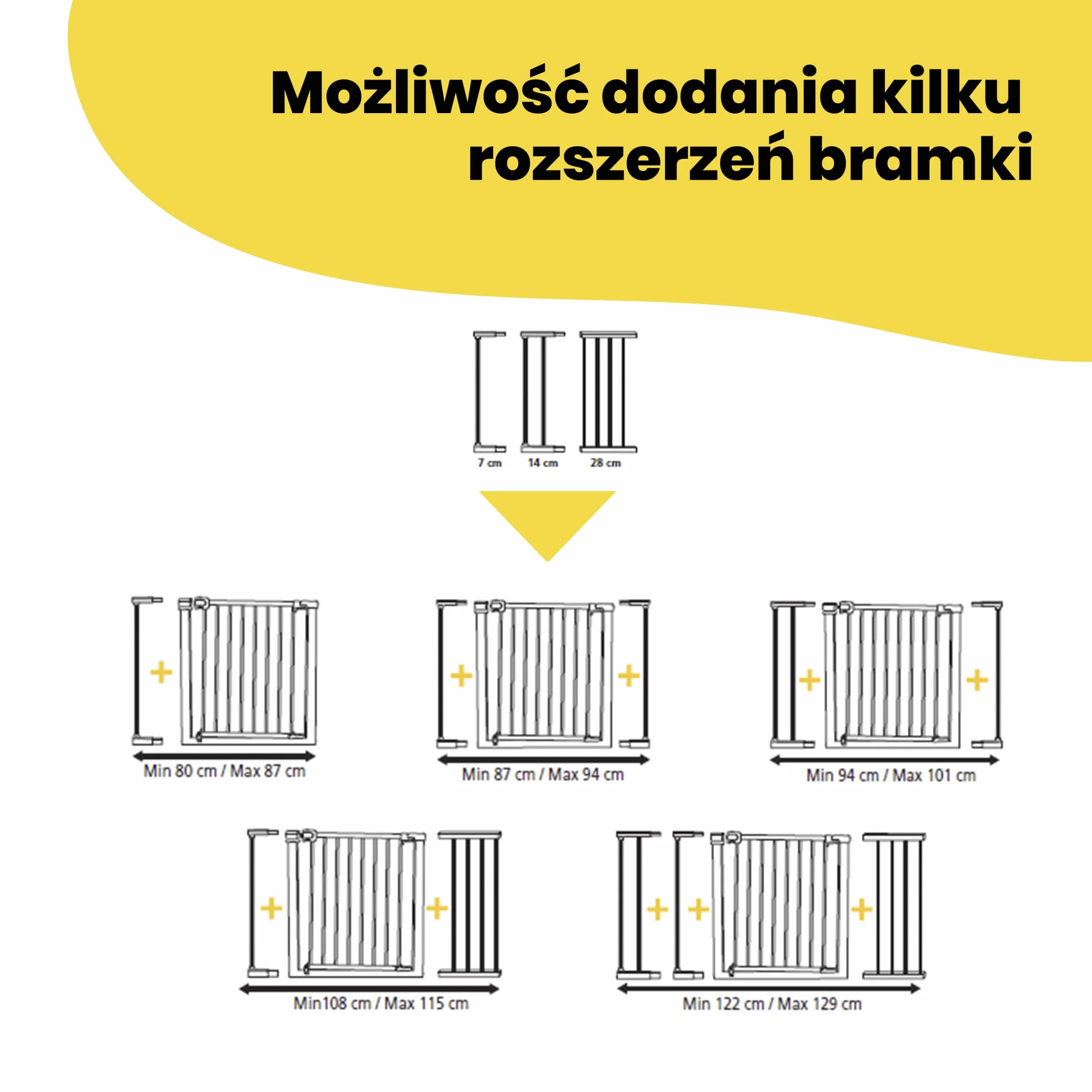 Safety 1st Easy Close Metal Rozszerzenie Bramki 7cm, bez Wiercenia, Łatwa Instalacja Rozszerzenia Bramki Schodowej, Rozszerzenie do Bramka Zabezpieczającej Montowanej na Wcisk, Kolor Czarny