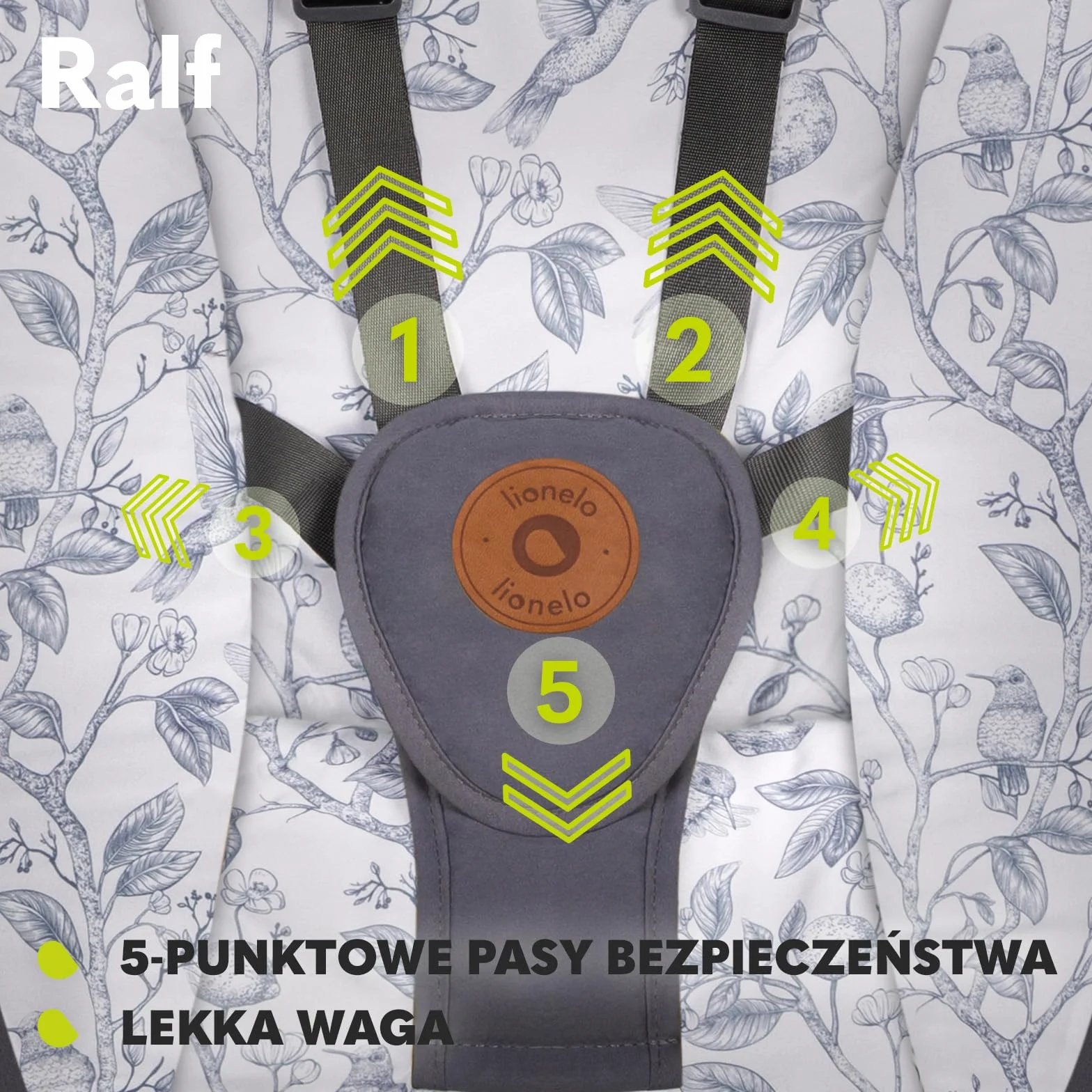LIONELO Ralf 2w1 bujaczek i leżak dla dzieci, pilot, 12 melodii, 5 prędkości bujania, szary