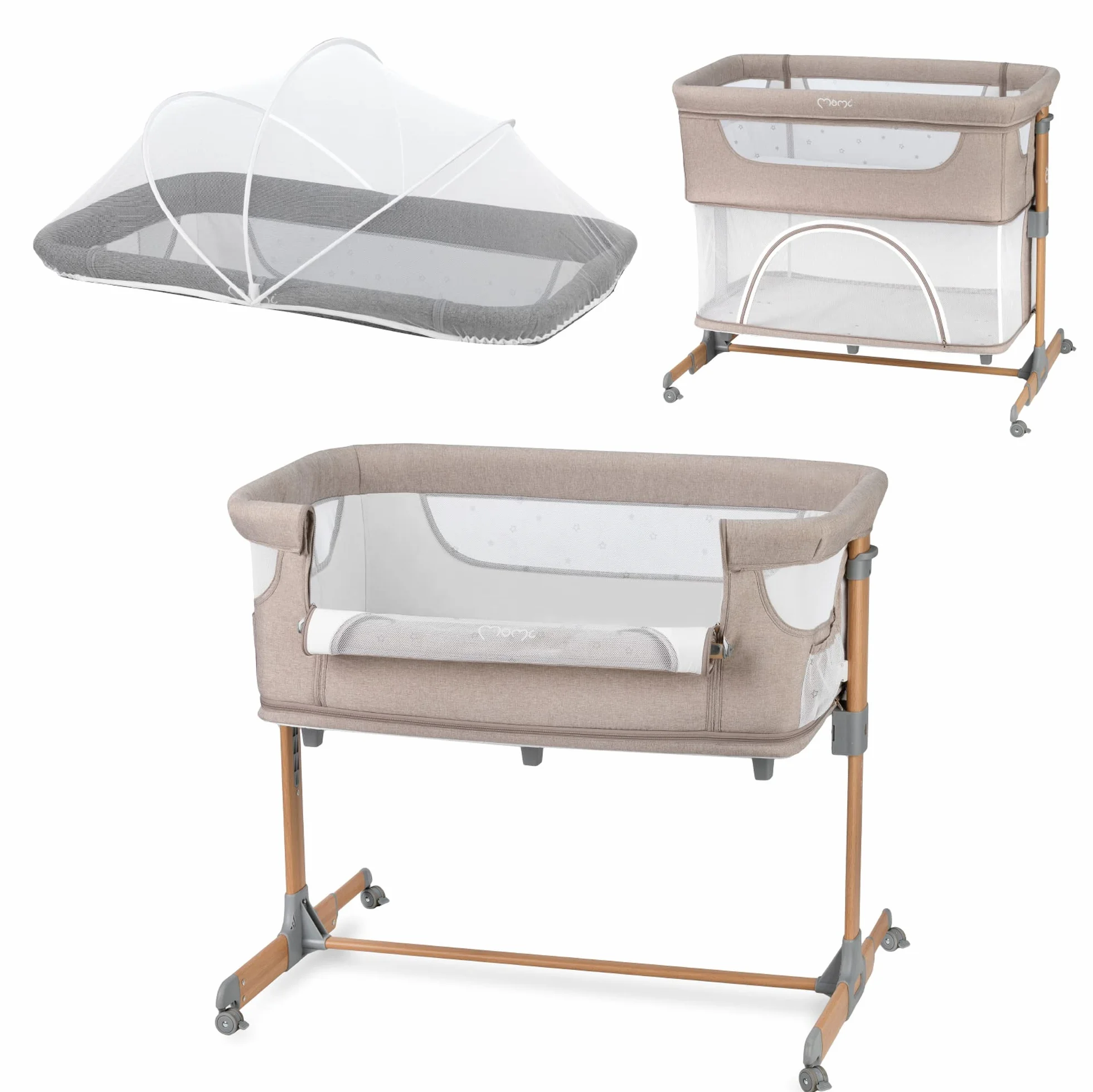 Momi SMART BED Łóżeczko Wielofunkcyjne, Beżowy, do 15 kg