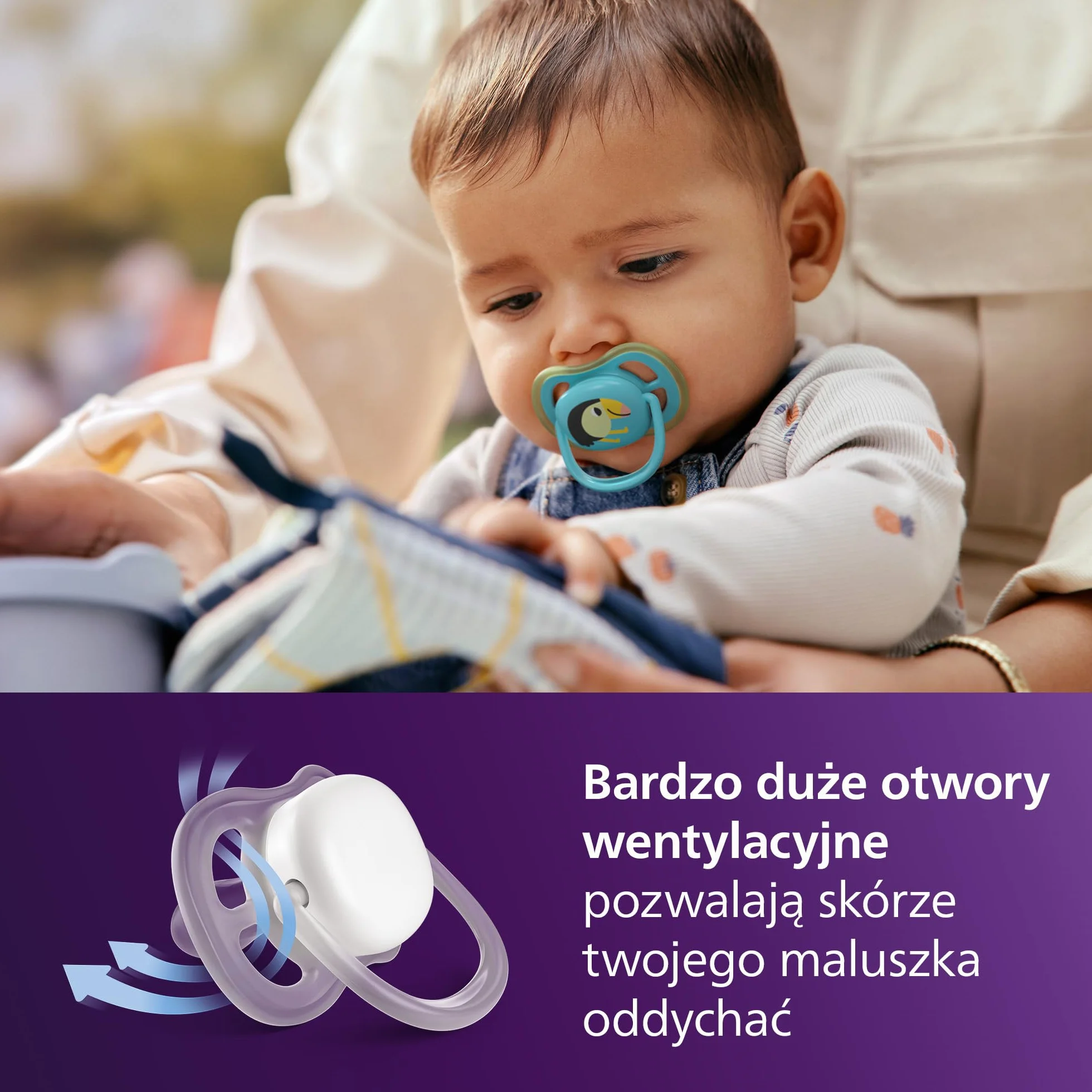 Philips Avent Ultra Air Day & Night Smoczki — ortodontyczny smoczek dla dzieci w wieku 6-18 miesięcy, wersja świecąca w ciemności, symetryczna miękka silikonowa końcówka, bez BPA, 4 sztuki, SCF087/27