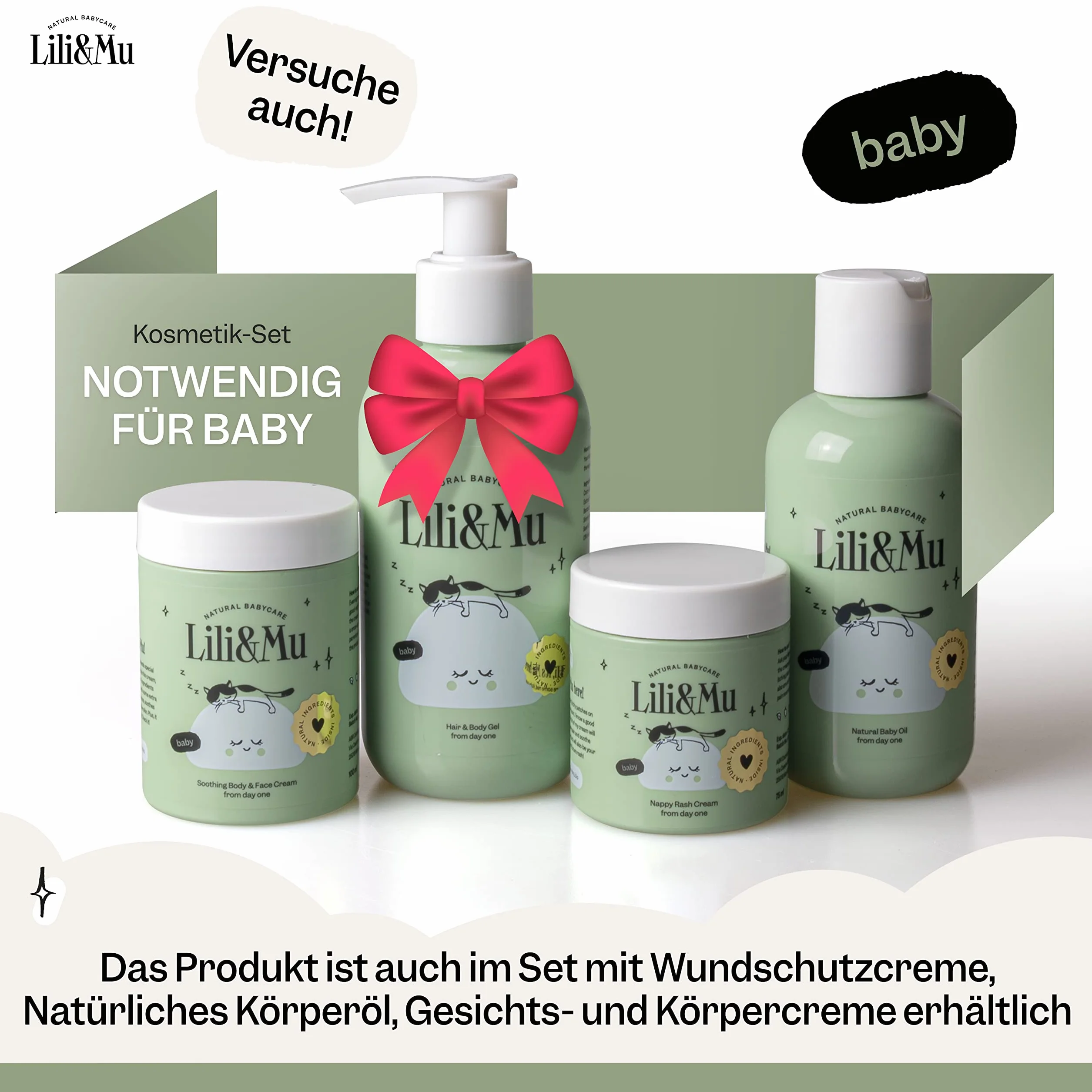 Lili&Mu Szampon i żel pod prysznic dla dzieci 200 ml | Żel pod prysznic dla dzieci z alantoiną, olejkiem jojoba i wyciągiem z nagietka
