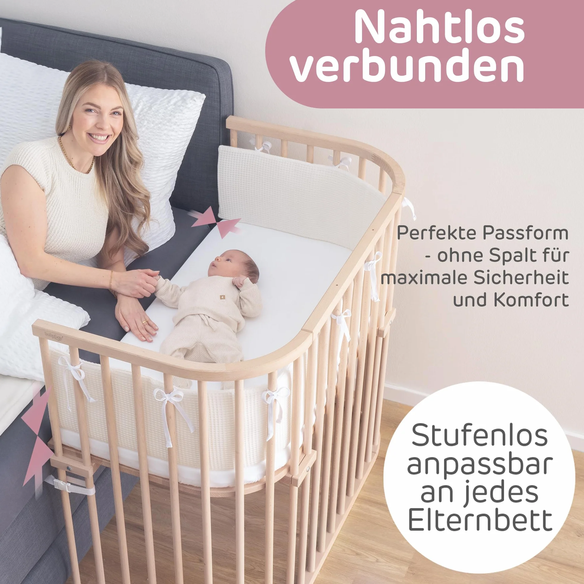 babybay Boxspring XXL łóżko dostawiane, naturalne, nieobrabiane