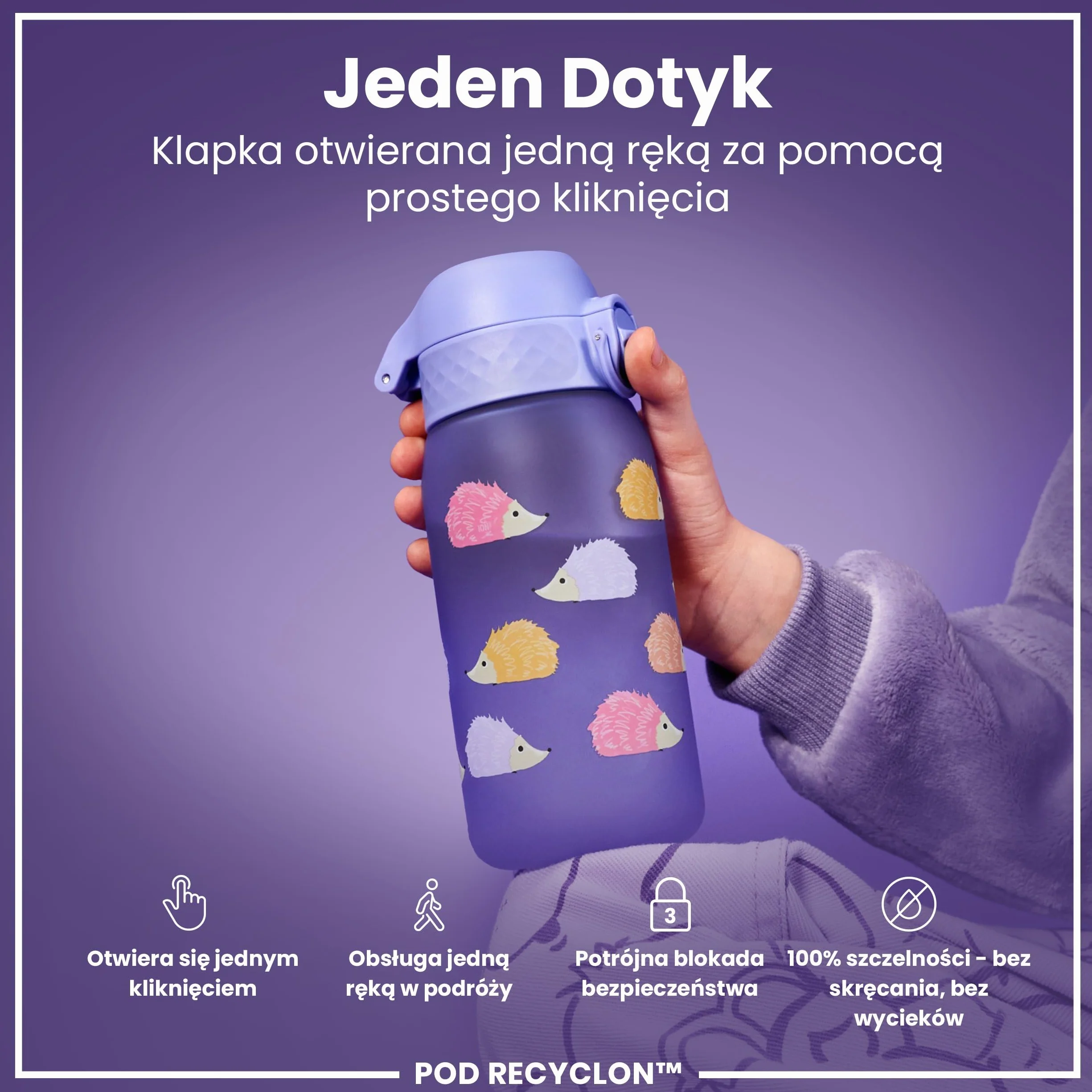 ION8 Butelka dla Dzieci 350 ml Szczelna Łatwa do Otwarcia Bezpieczny Zamek Bez BPA
