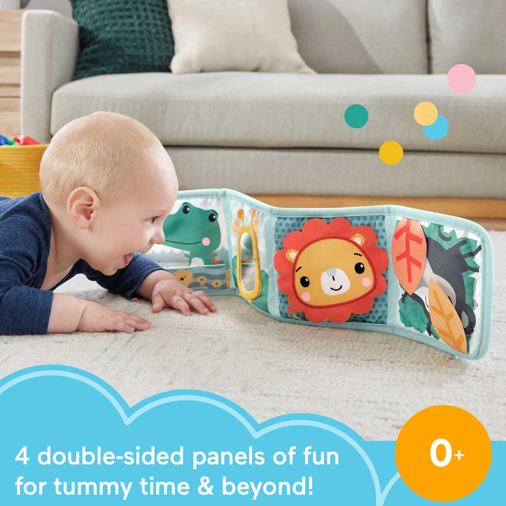 Fisher-Price Aktywizujący Panel sensoryczny Książeczka do zabawy na brzuszku i przenoszenia HML63