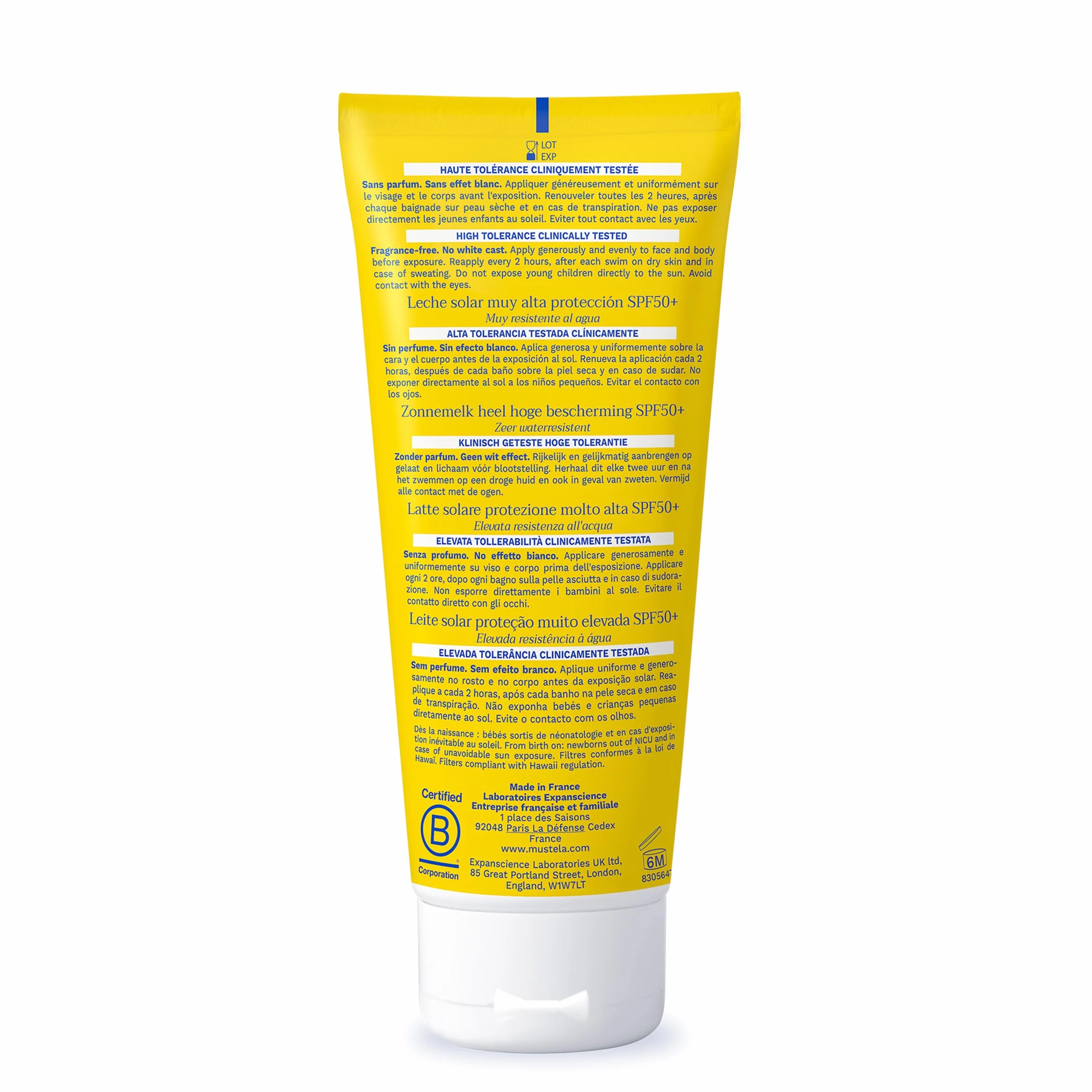 Mustela - Krem przeciwsłoneczny o bardzo wysokim współczynniku ochrony SPF 50+, do twarzy i ciała dla niemowląt i dzieci, 100 ml
