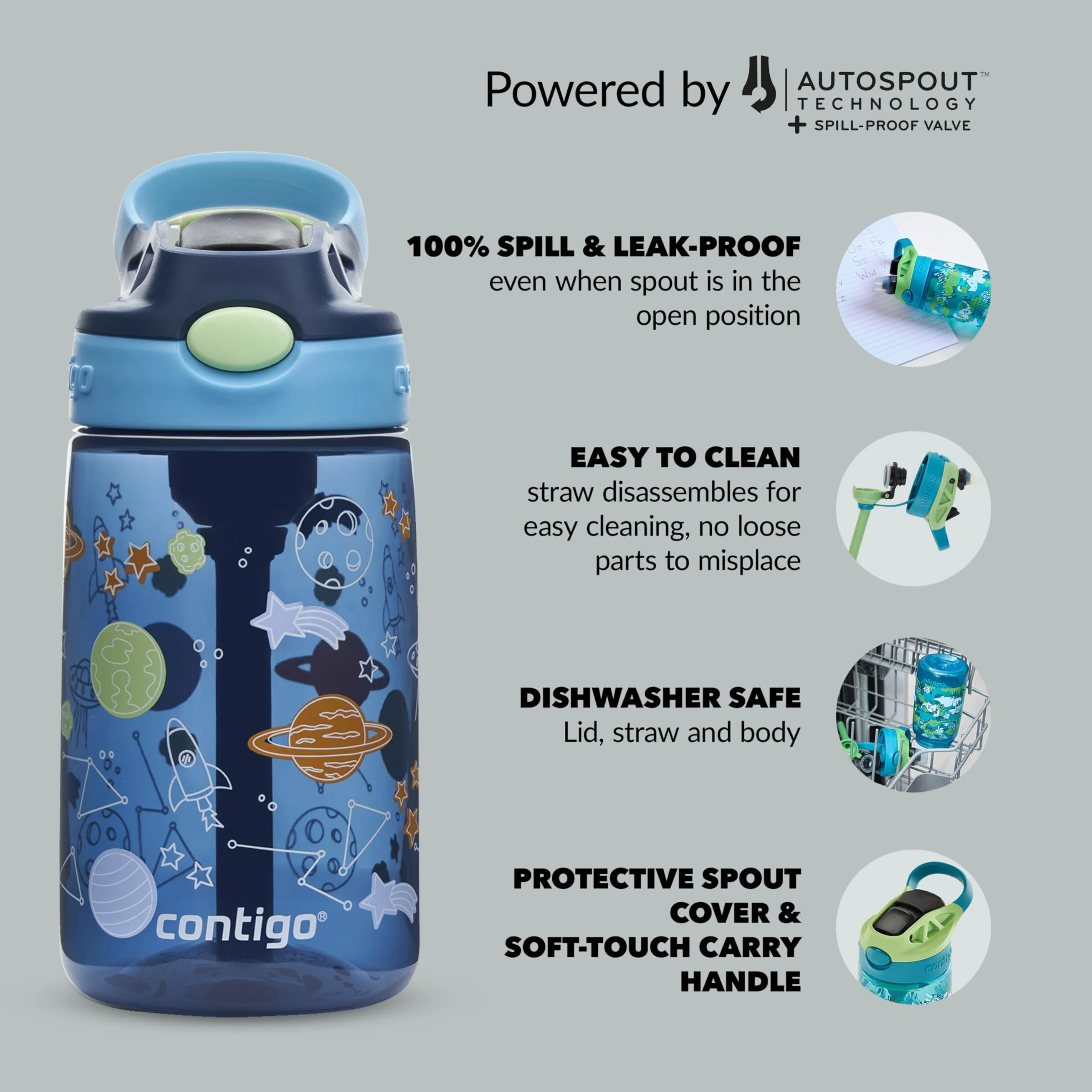Contigo Easy Clean Autospout butelka dla dzieci 420 ml Blueberry Cosmos