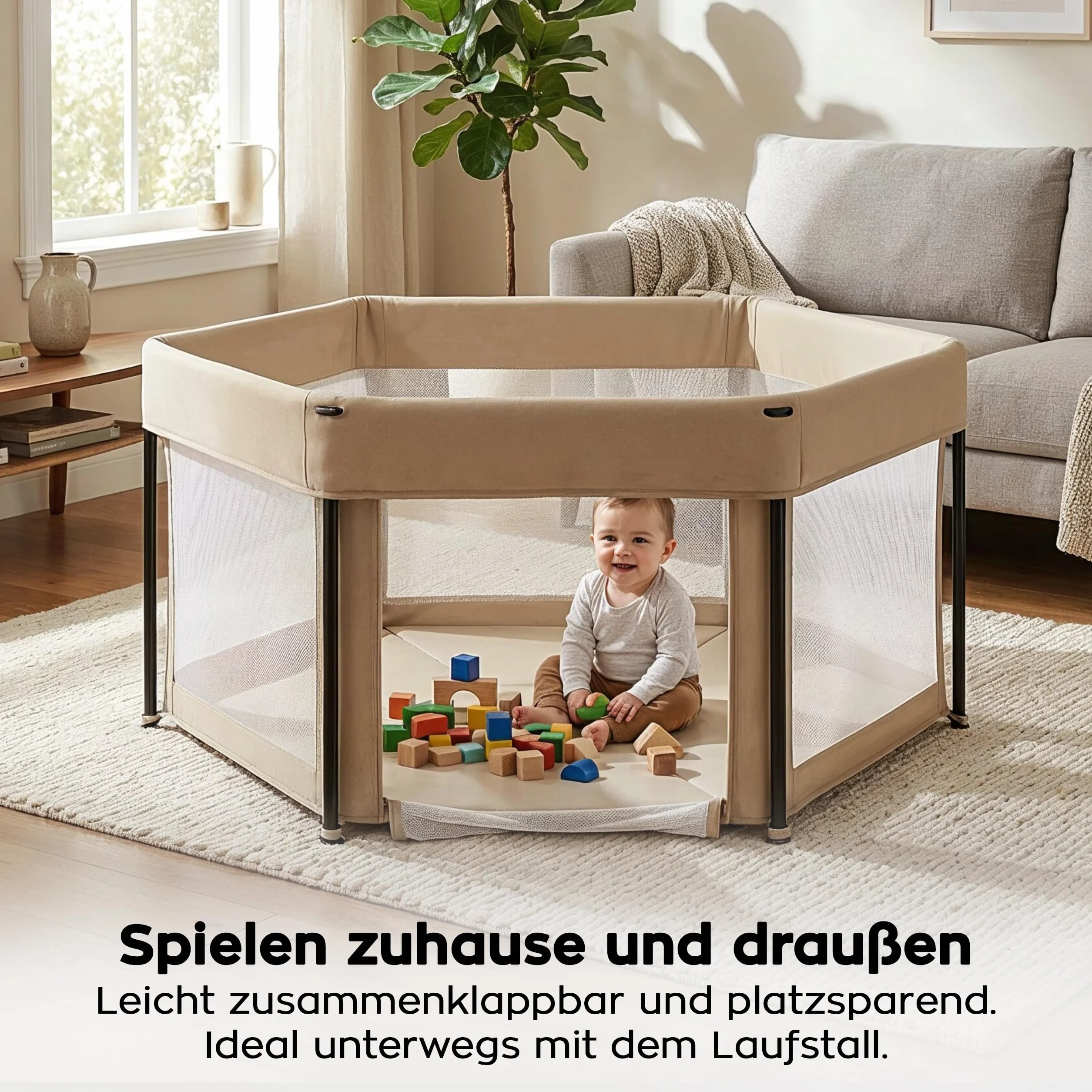 Tulano Cozy 30 Składany Kojec dla Niemowląt 125 x 66 cm z Dnem i Siatkowymi Bokami