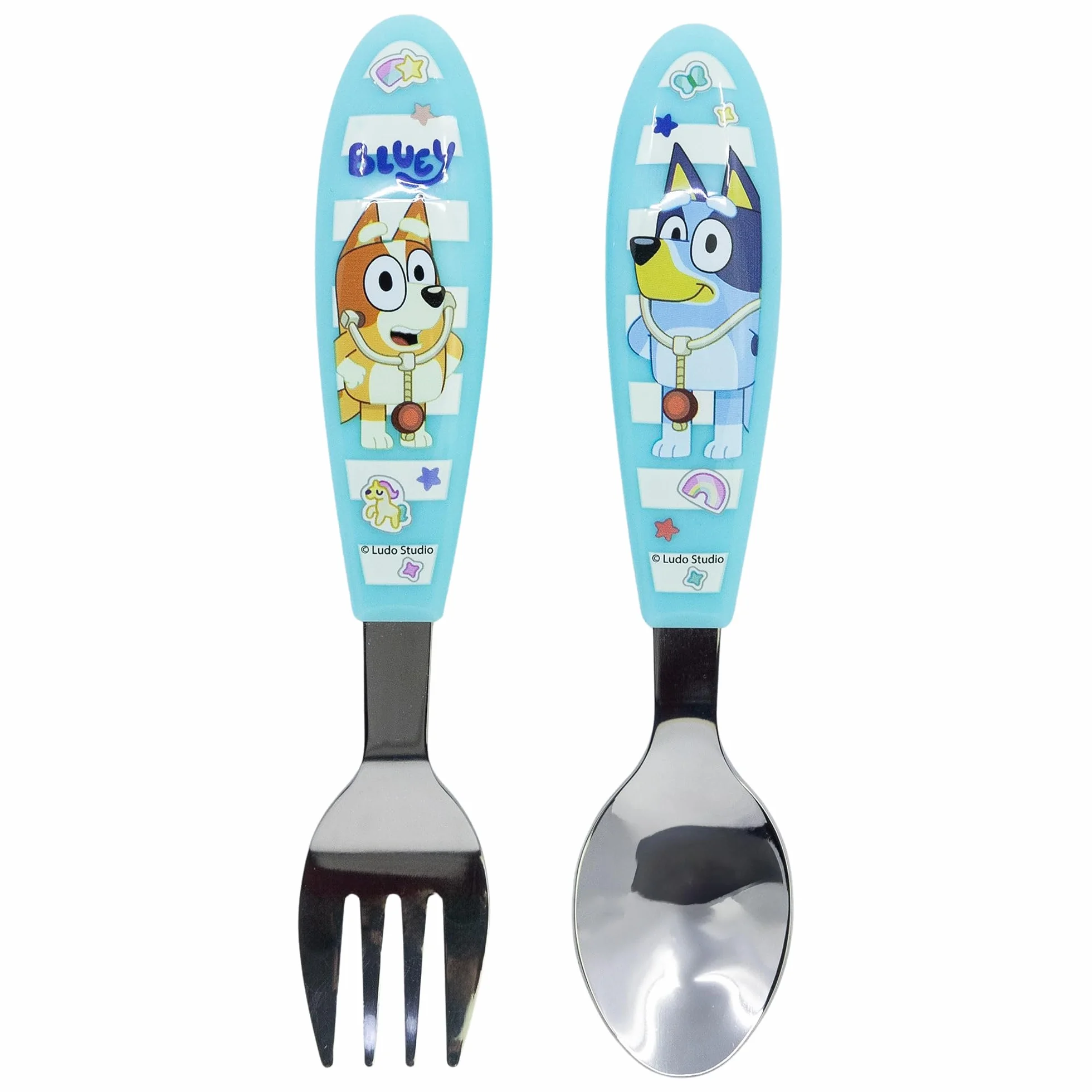 ZESTAW 2 METALICZNYCH POKRYWKÓW (ŁYŻKA I WIDEŁKO) BLUEY
