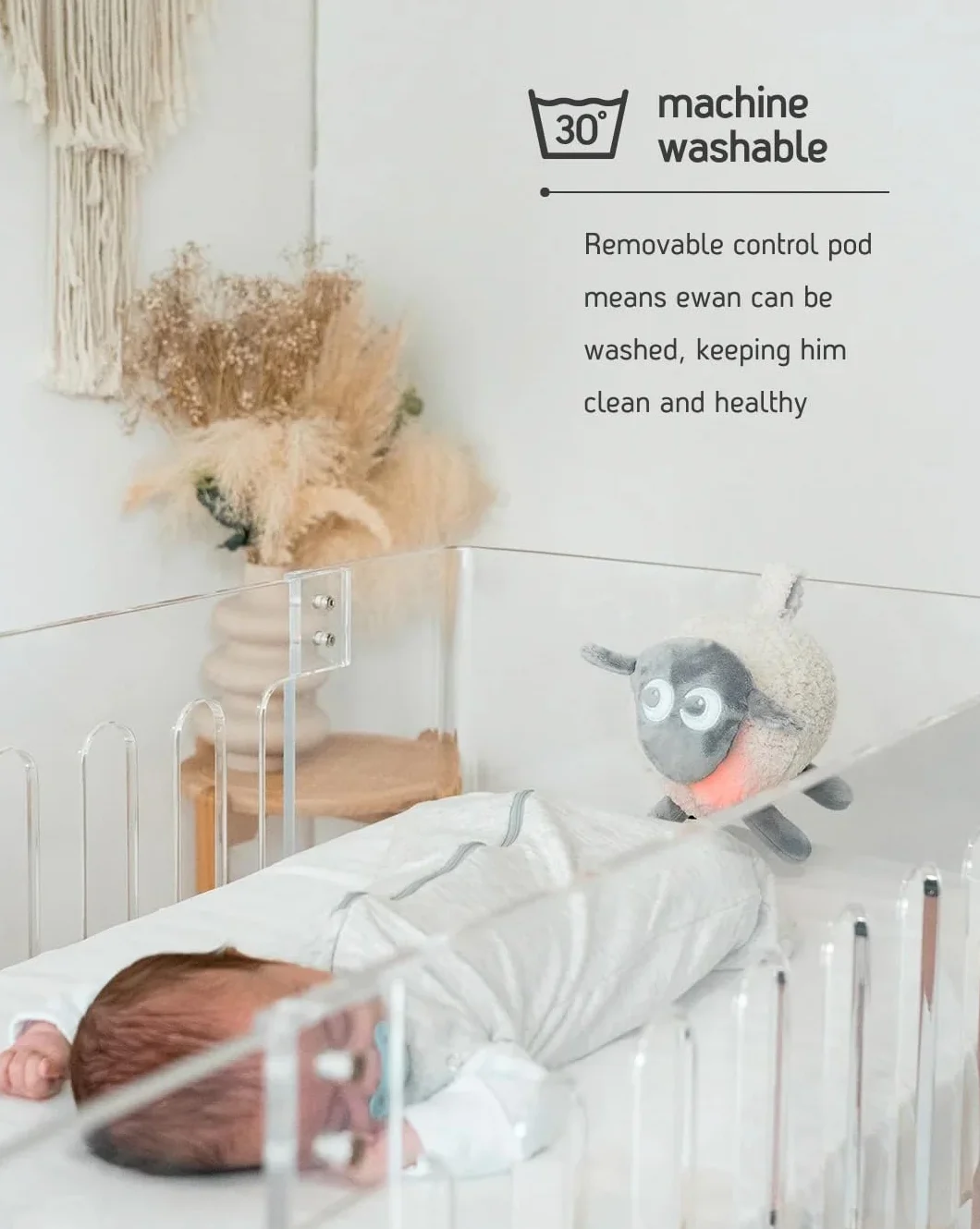 Sweet Dreamers, Ewan Deluxe, szary, prezent dla niemowląt i małych dzieci, czujnik płacza, lampka nocna, 5 koczących dźwięków, automatyczne wyłączanie,