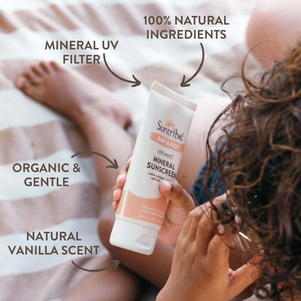 Suntribe Naturalny Mineralny Krem Przeciwsłoneczny Dla Dzieci Wanilia SPF 30 (100 ml)