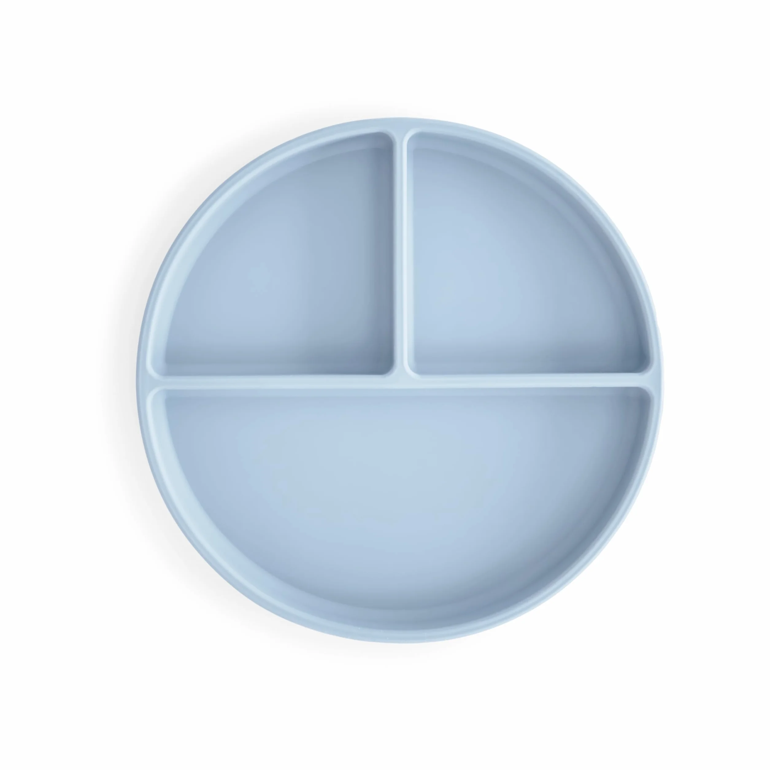 Mushie Silikonowy Talerz Podzielony z Przyssawką Antypoślizgową dla Niemowląt, Powder Blue