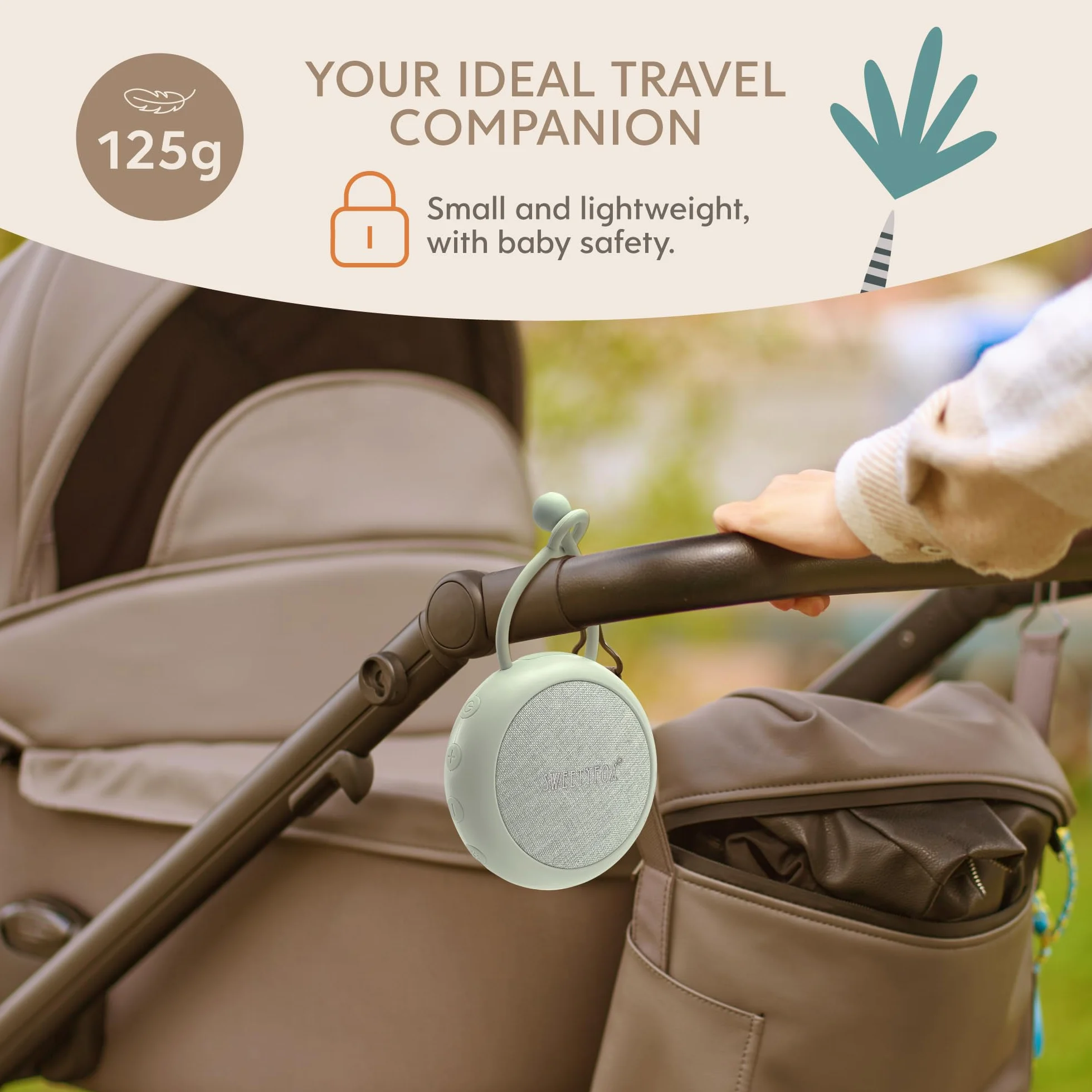 Sweety Fox Baby White Noise Machine - Zielony, Baby Kołysanka, Lampka nocna i White Noise Sleep, 15 dźwięków, Ładowanie przez USB