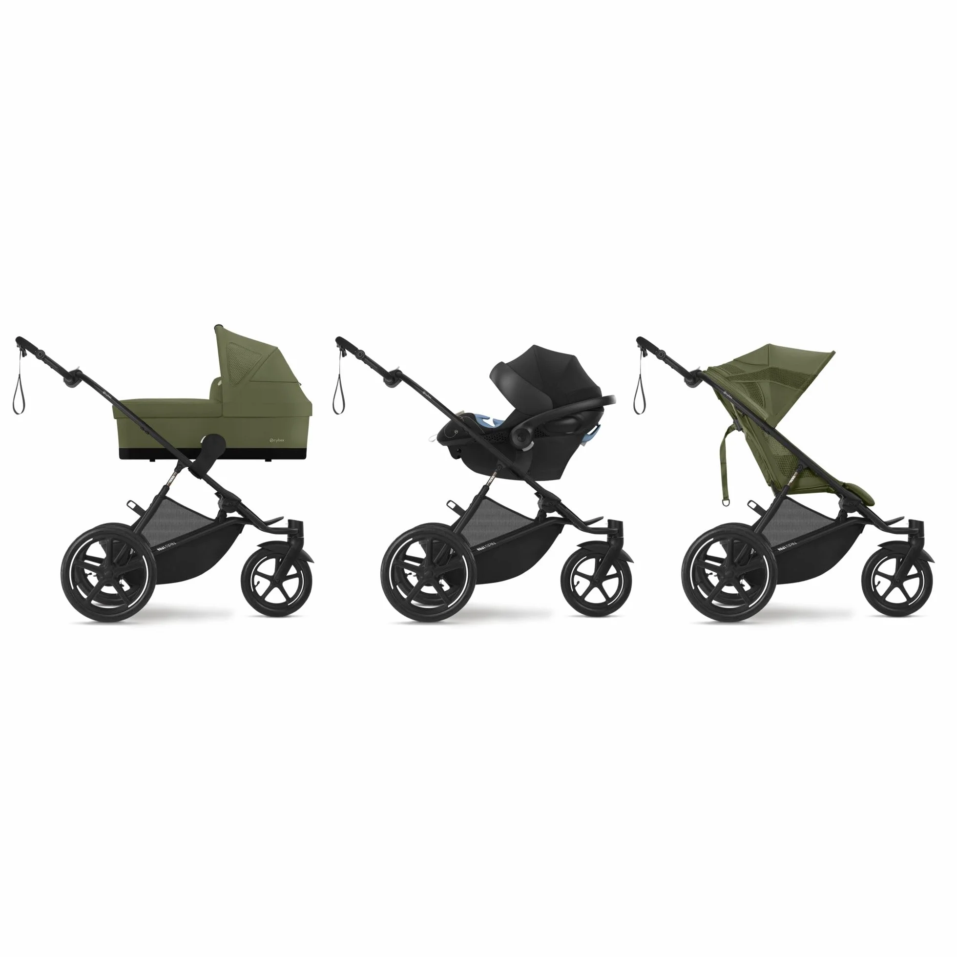 CYBEX Gold Wózek spacerowy AVI SPIN, Od urodzenia do ok. 4 lat, Max. 111 cm i 22 kg, Wózek miejski, Wózek terenowy i do biegania, Moss Green