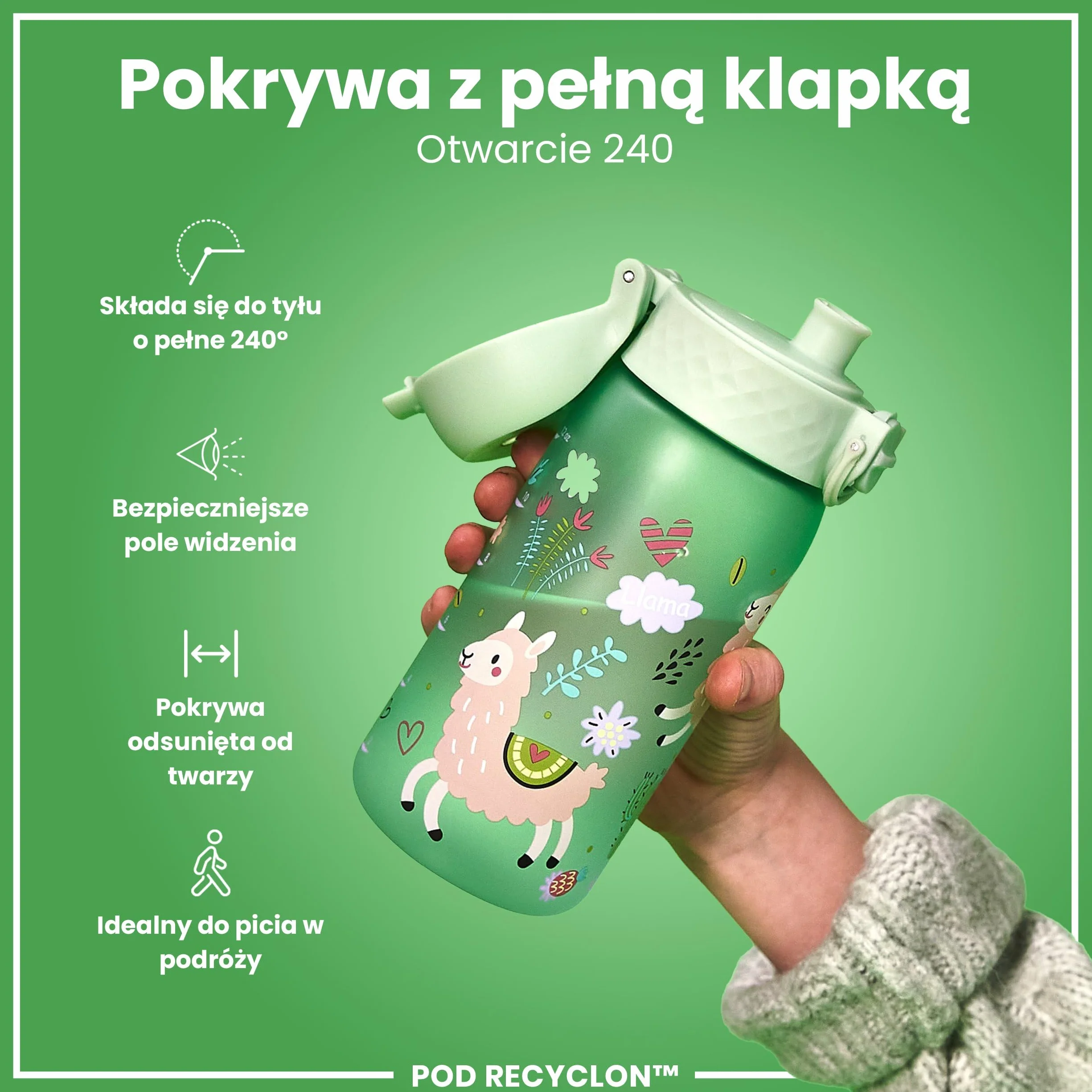 ION8 Butelka dla Dzieci 350 ml Szczelna Bez BPA Łatwa do Otwarcia