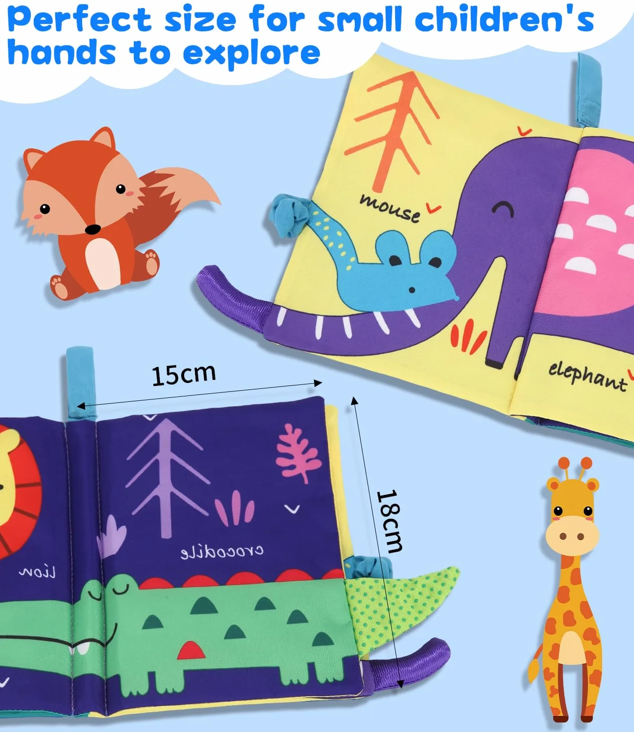 Montessori Quiet Book dla niemowląt 2-częściowy zestaw książka materiałowa z książeczką uczuciami i trzaskającą zabawka sensoryczna 0-6 miesięcy