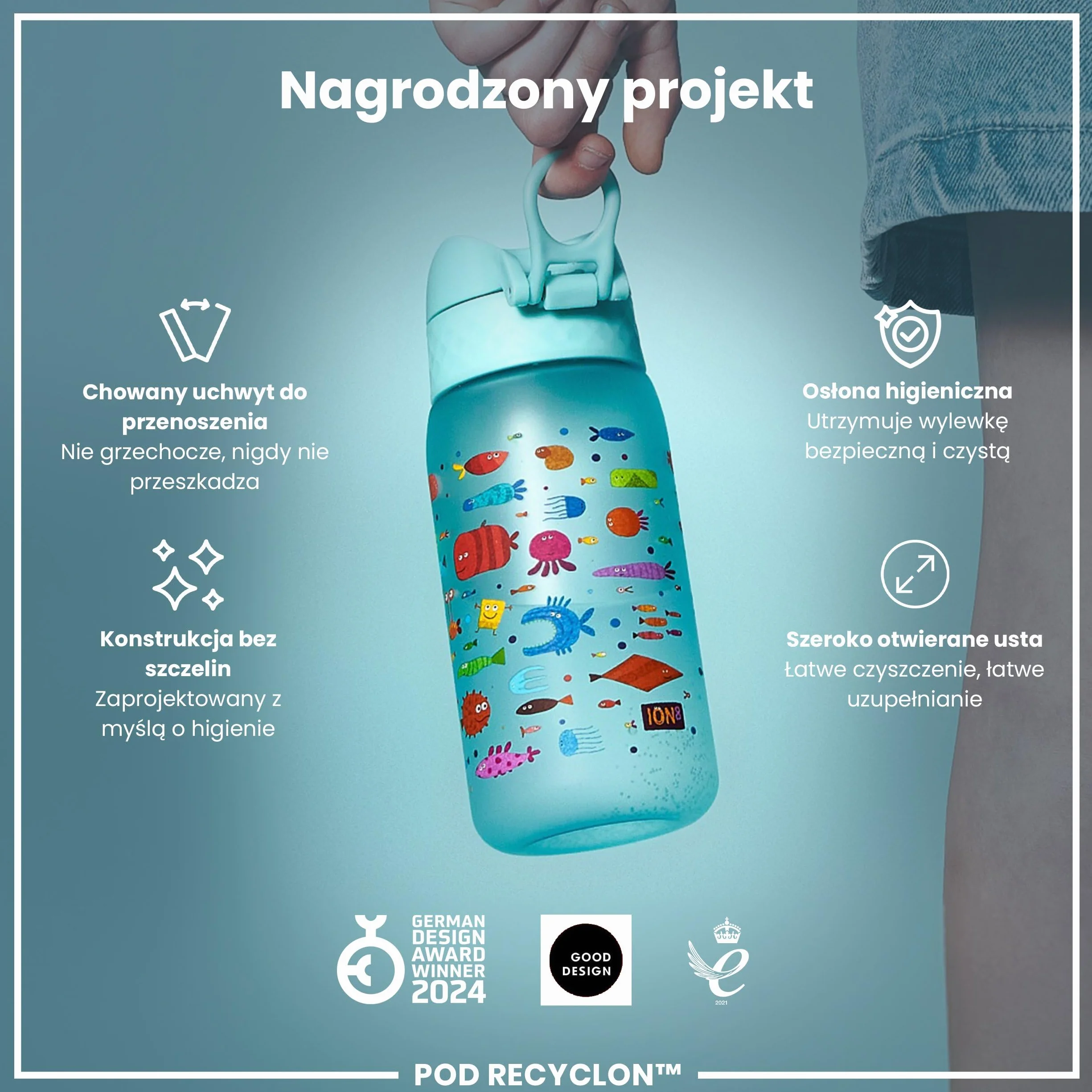 ION8 Butelka dla Dzieci 350 ml Szczelna Bez BPA Mycie w Zmywarce