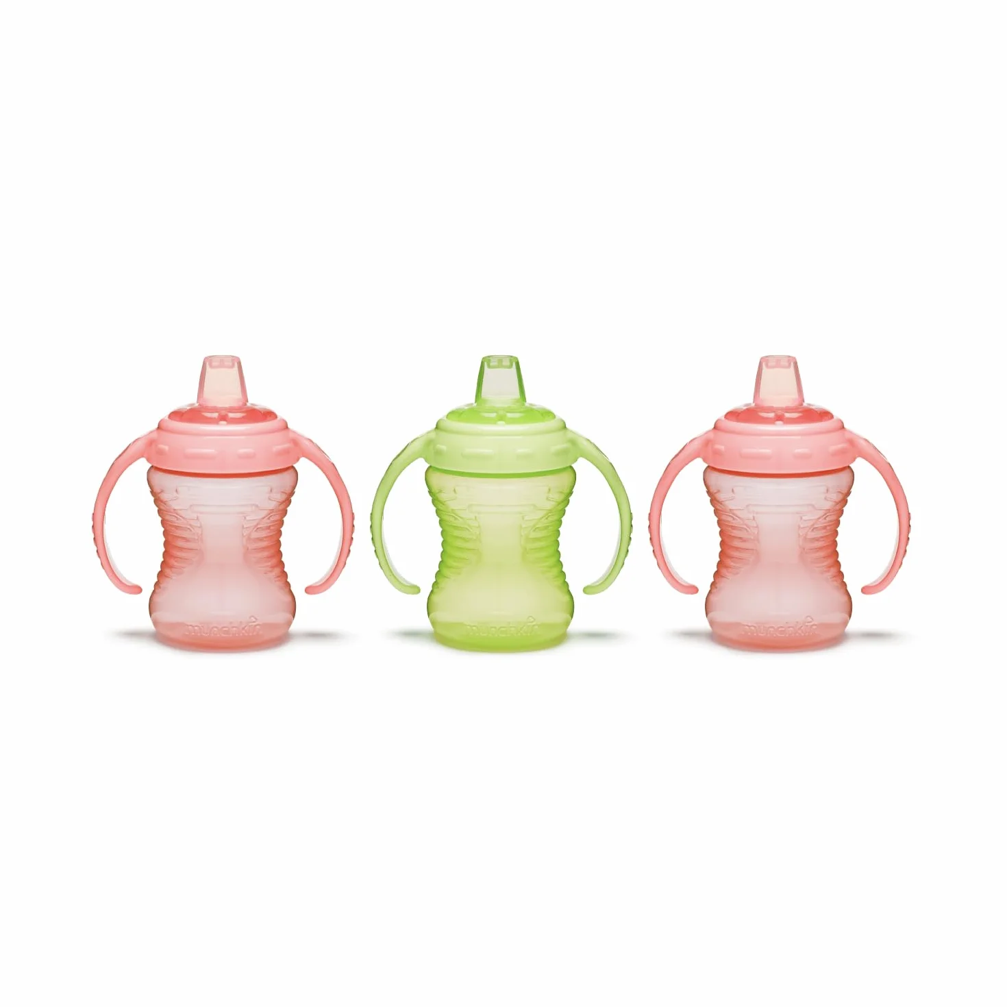 Munchkin Mighty Grip Kubki treningowe | Odporny na wyciek kubek treningowy dla dzieci i niemowląt | Kubek od piersi od 6 miesięcy | 236 ml | 3 opakowania | różowy i zielony