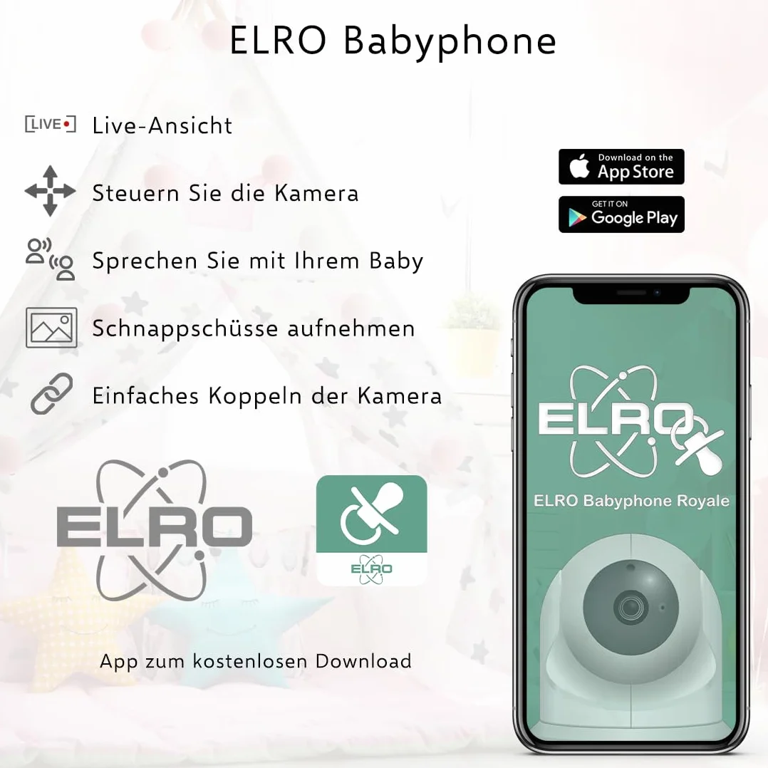 ELRO BC4000 Baby Monitor Royale Full HD niania elektroniczna z ekranem dotykowym 12,7 cm
