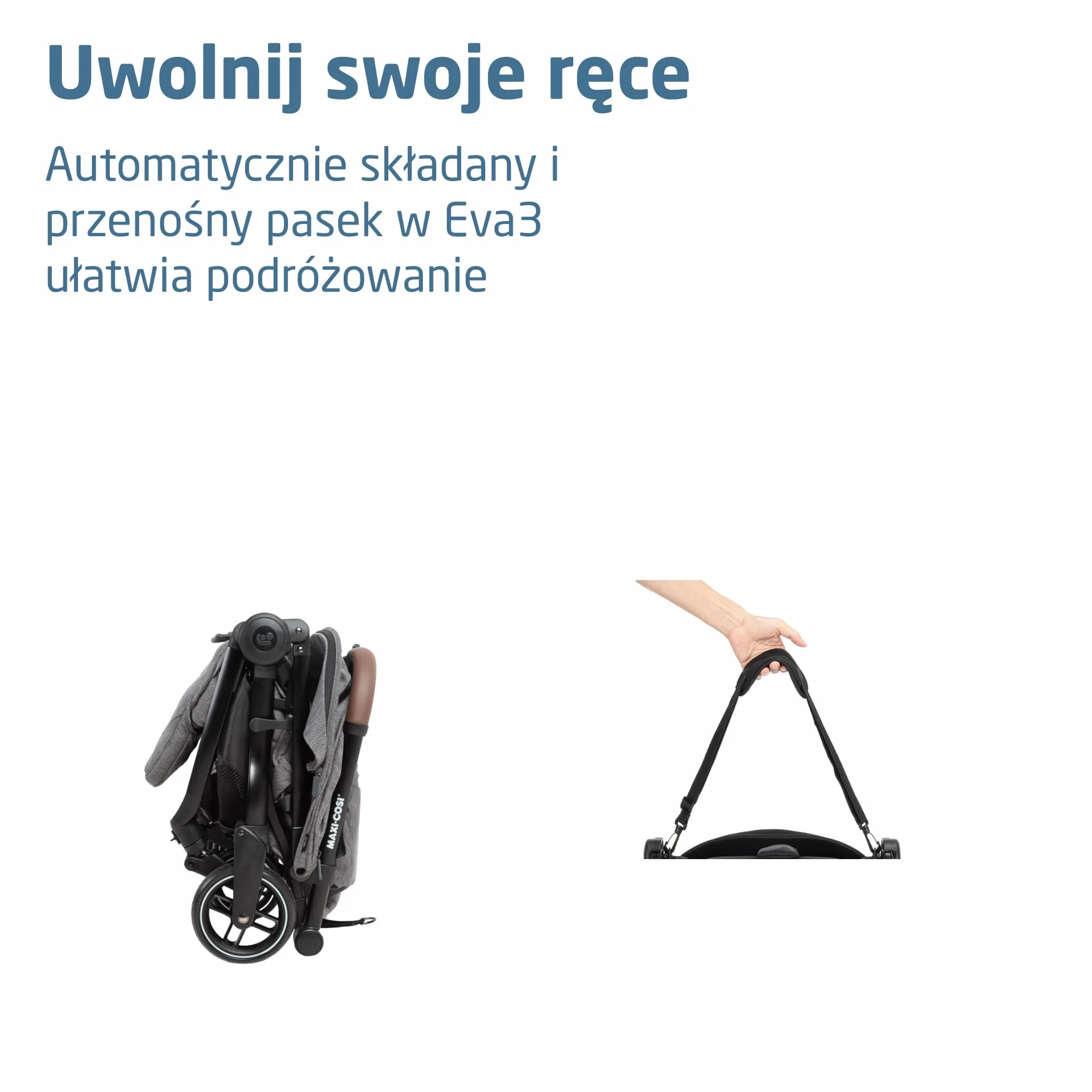 Maxi-Cosi Eva3 Wózek 0-4 Lat 0-22 Kg Lekki Kompaktowy Rozkładanie Leżącej Select Grey