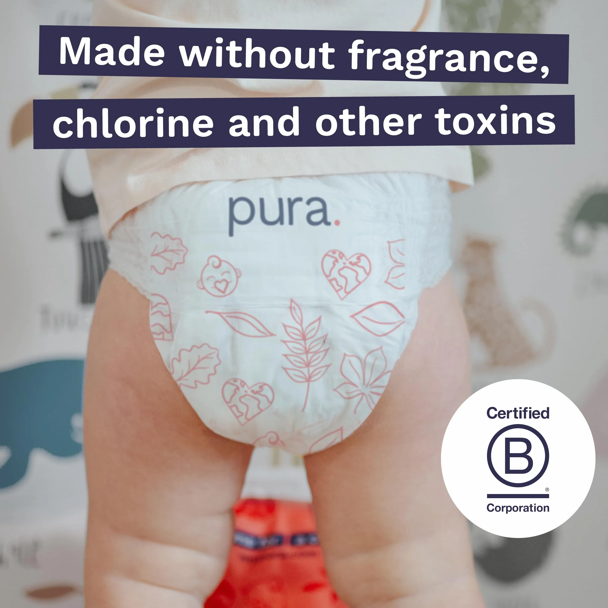 Pura Eco Nappy Pants rozmiar 8 (19 kg+) 15 nóżek odpinane szelki hipoalergiczne bez zapachu